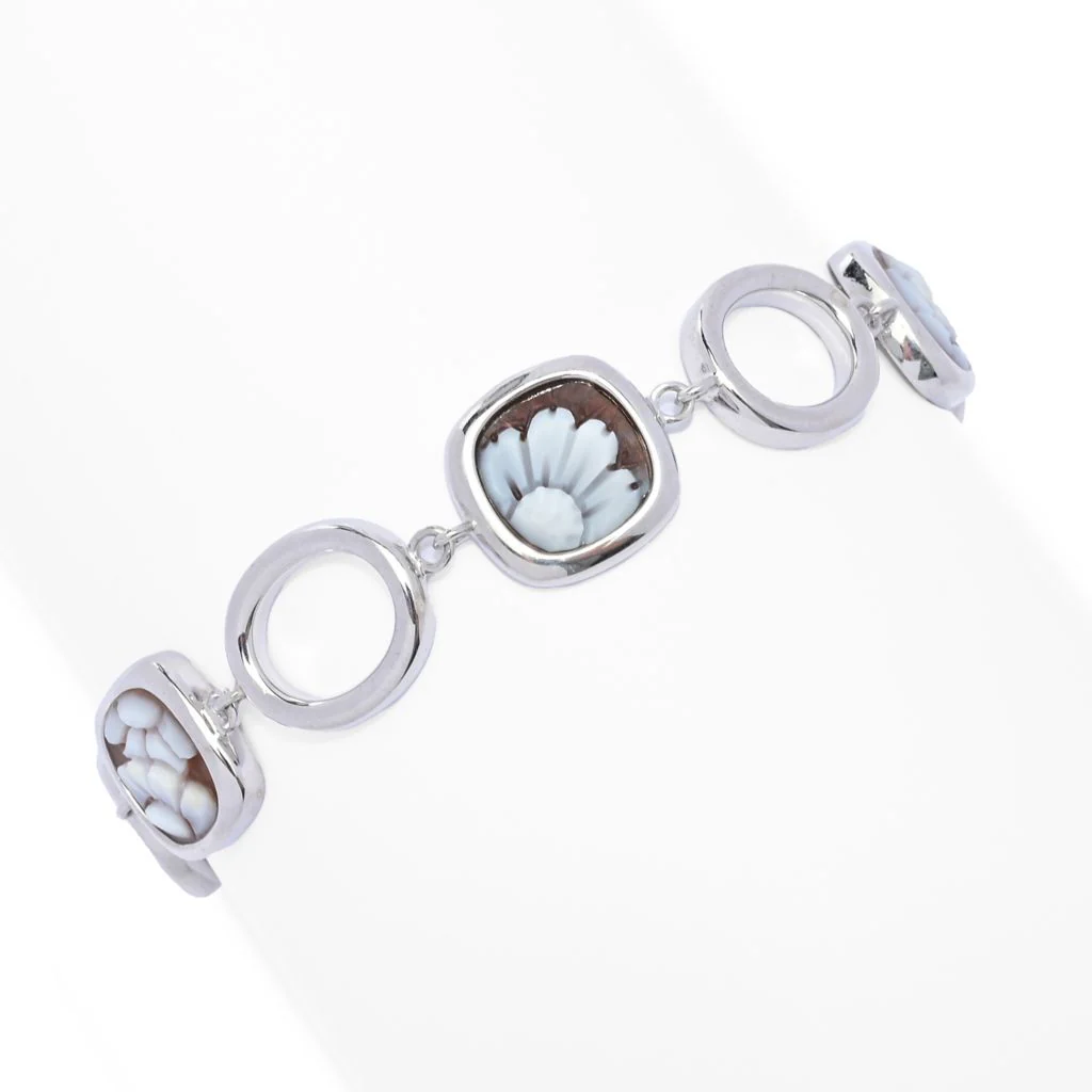 Cameo Italiano "Classica" 11mm Floral Cameo & Open Link Bracelet - Image 2