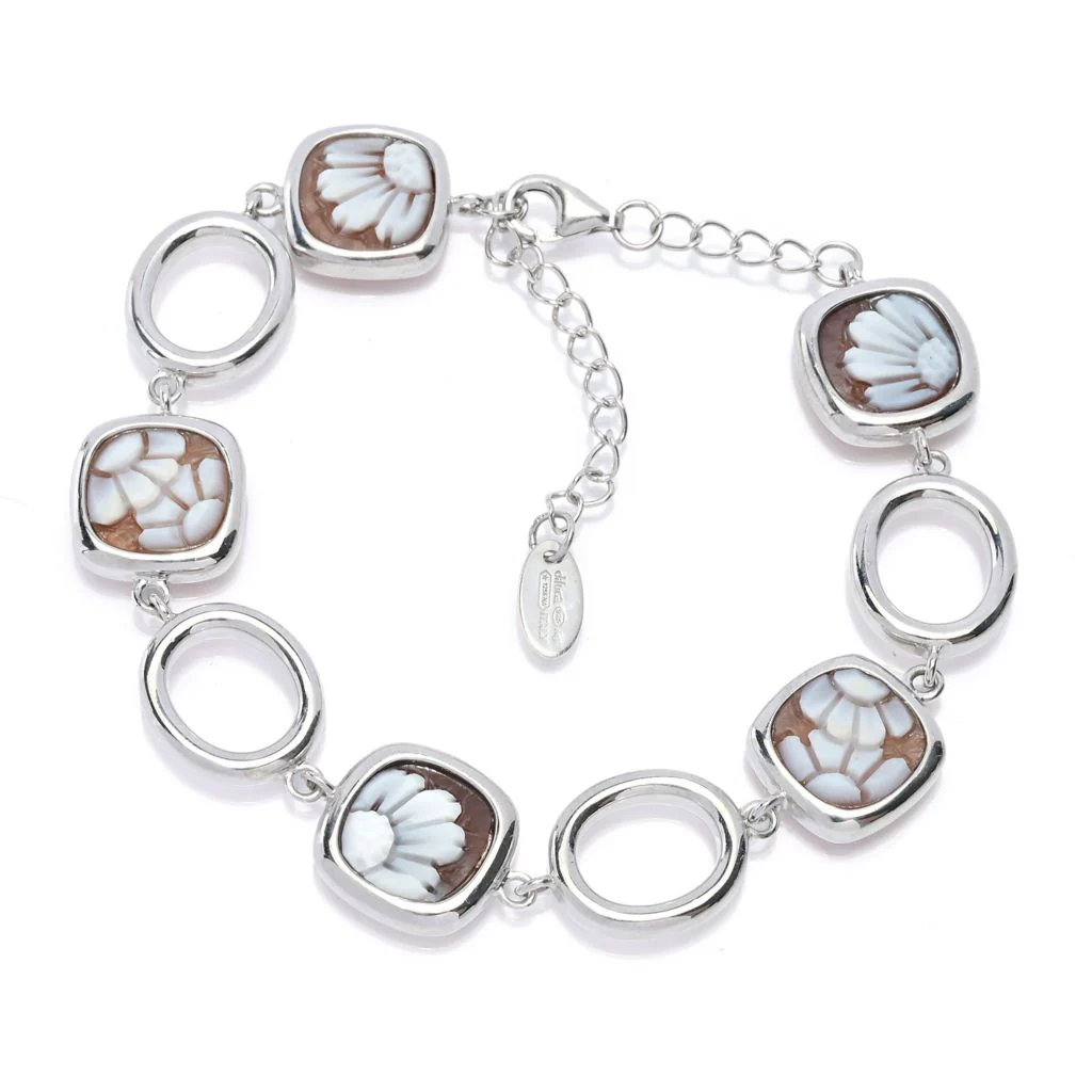 Cameo Italiano "Classica" 11mm Floral Cameo & Open Link Bracelet - Image 3