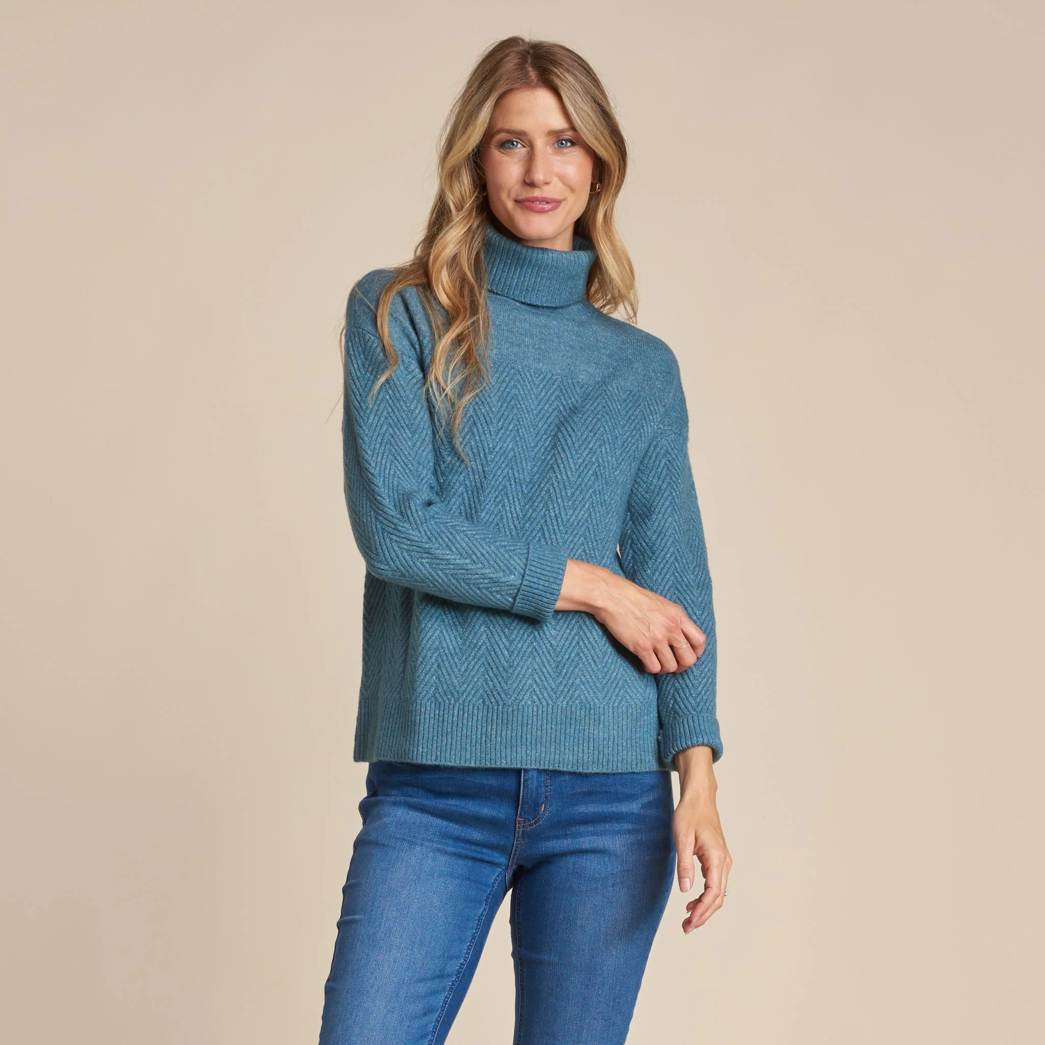 Christopher & Banks Chevron Stitch Turtleneck Sweater - Image 3
