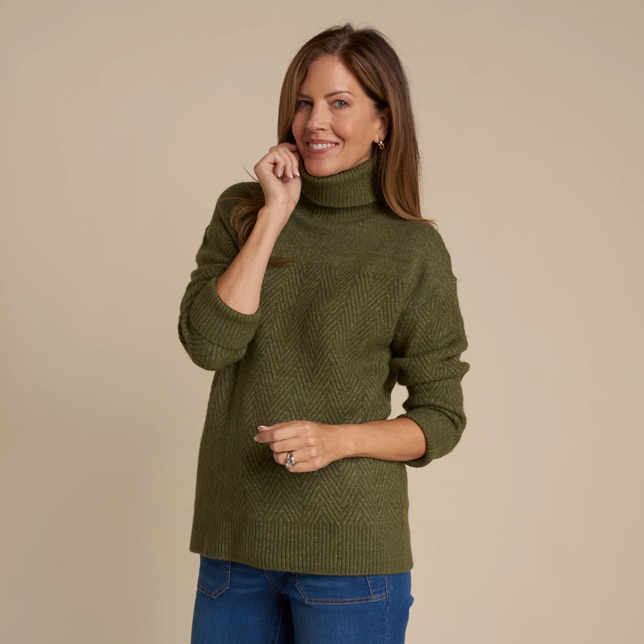 Christopher & Banks Chevron Stitch Turtleneck Sweater - Image 4