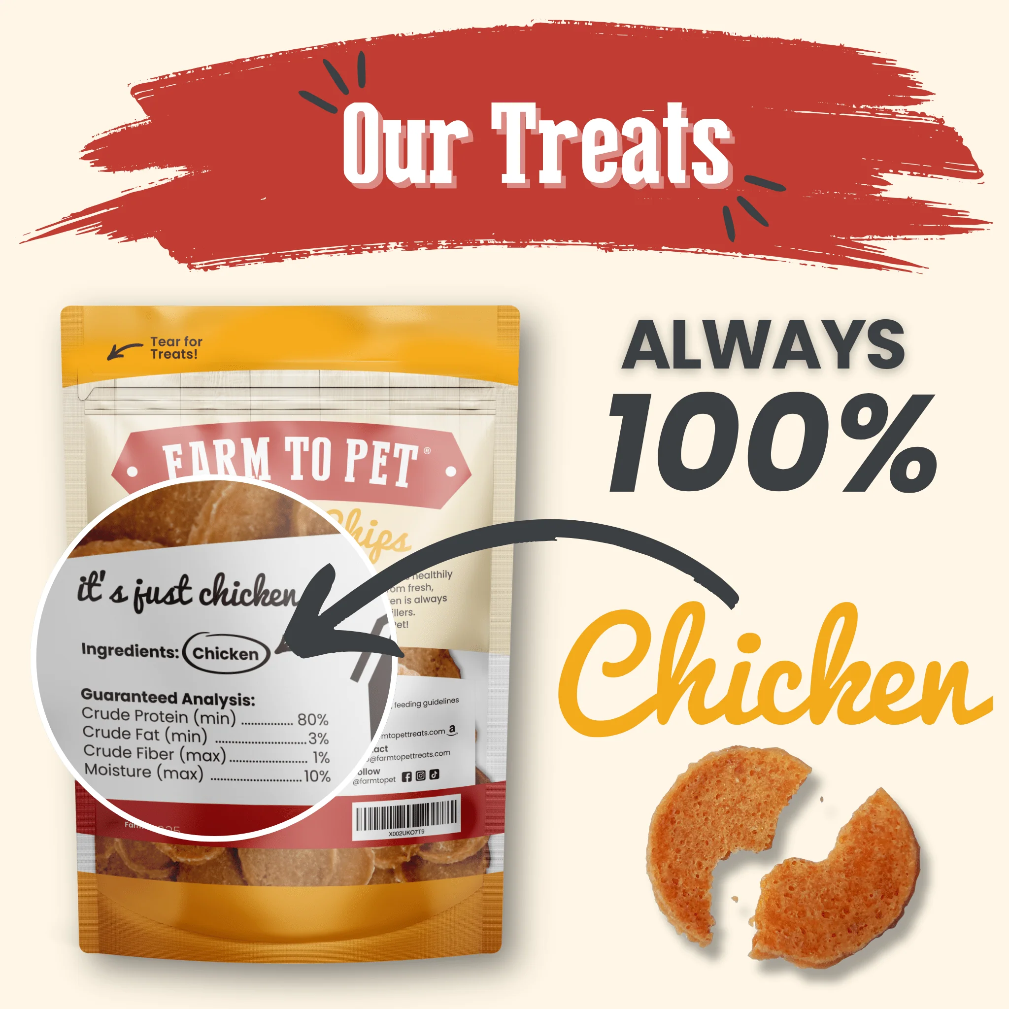 Farm To Pet All-Natural Single-Ingredient Chicken Chips Dog Treats - Image 2