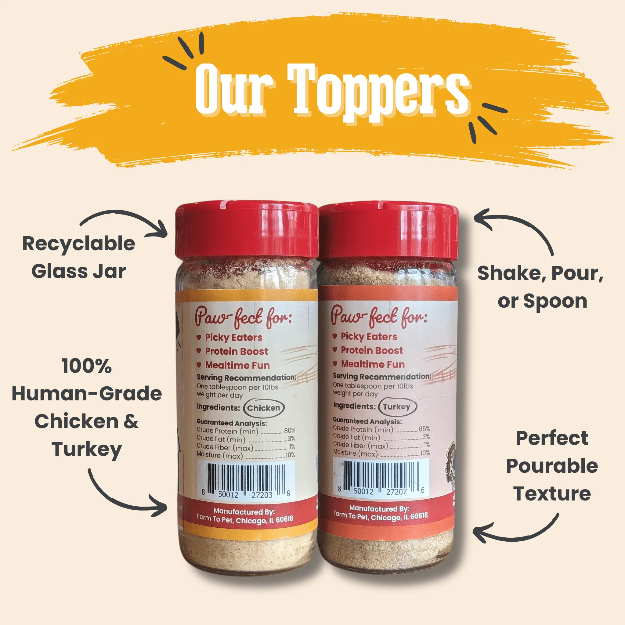 Farm To Pet Chicken & Turkey Dog Food Topper Bundle - Image 2