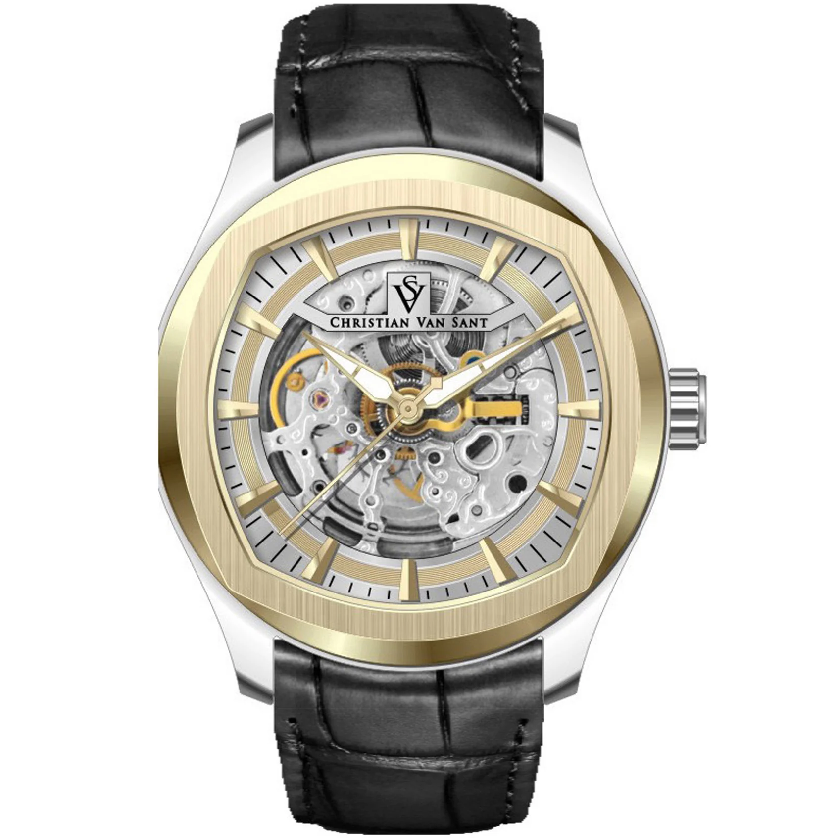 Christian Van Sant Men's 42mm Romeo Automatic Exhibition Dial Leather Strap Watch - Image 3