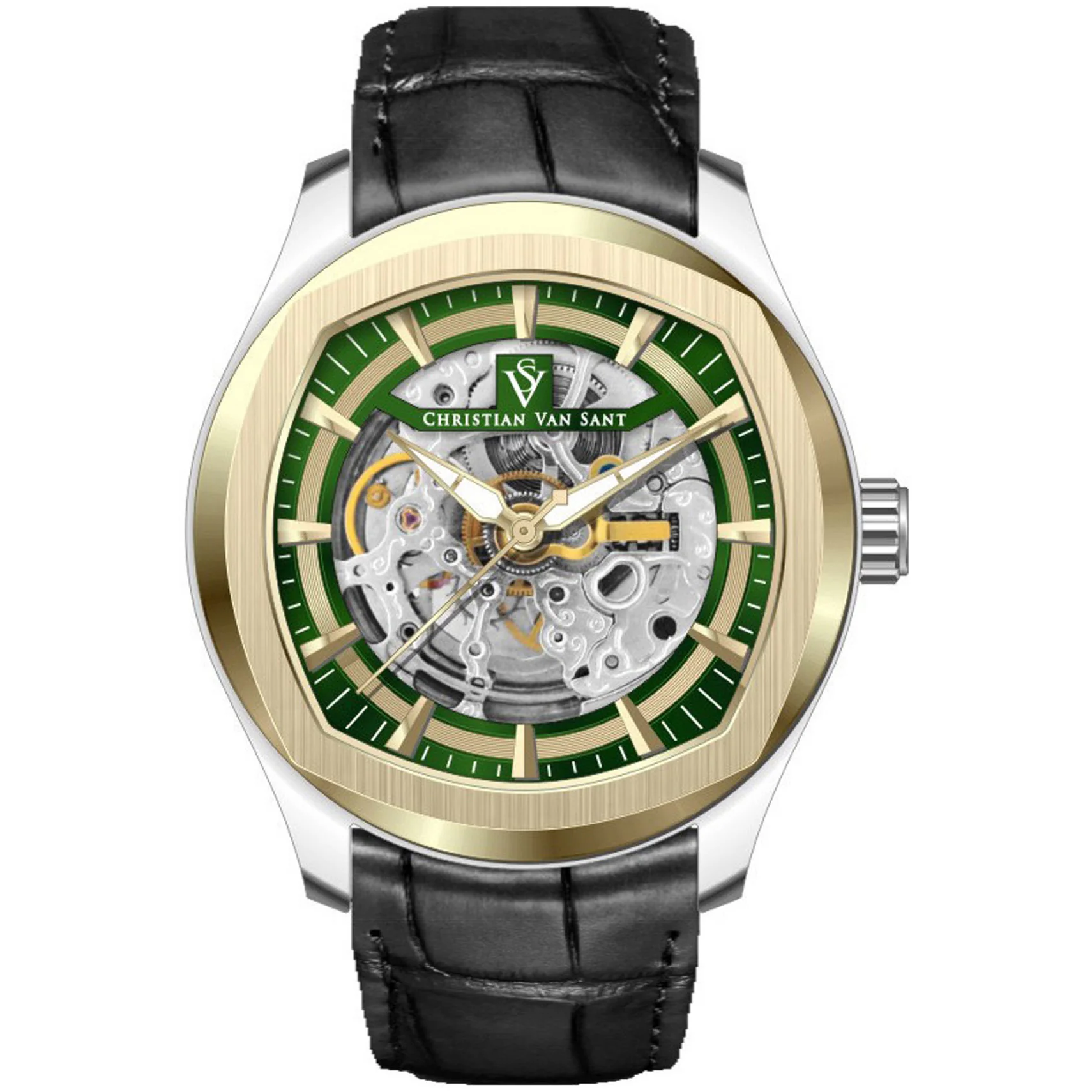 Christian Van Sant Men's 42mm Romeo Automatic Exhibition Dial Leather Strap Watch - Image 4