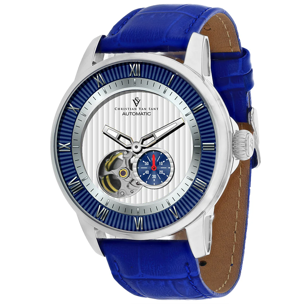 Christian Van Sant Men's 42mm Viscay Automatic Open Heart Leather Strap Watch - Image 2