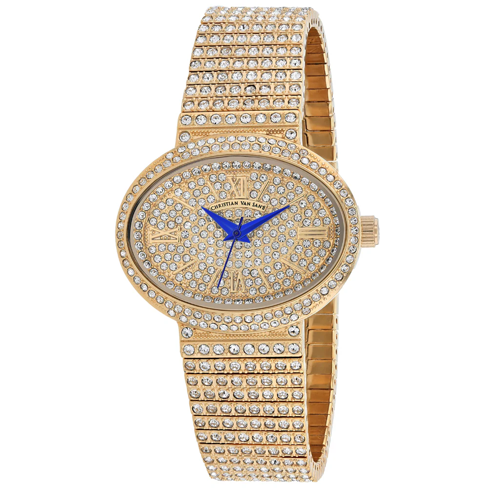 Christian Van Sant Women's 30mm Sparkler Quartz Crystal Pave Oval East-West Bracelet Watch - Image 3