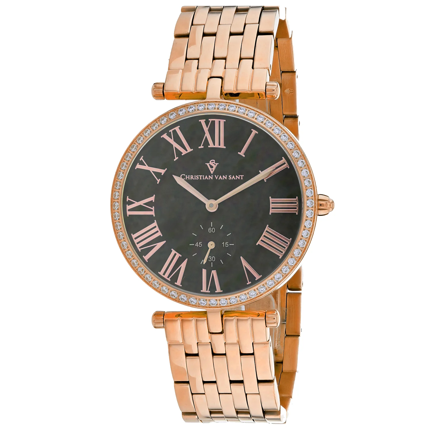 Christian Van Sant Women's 36mm Hush Quartz MOP Dial Crystal Rosetone Bracelet Watch - Image 2