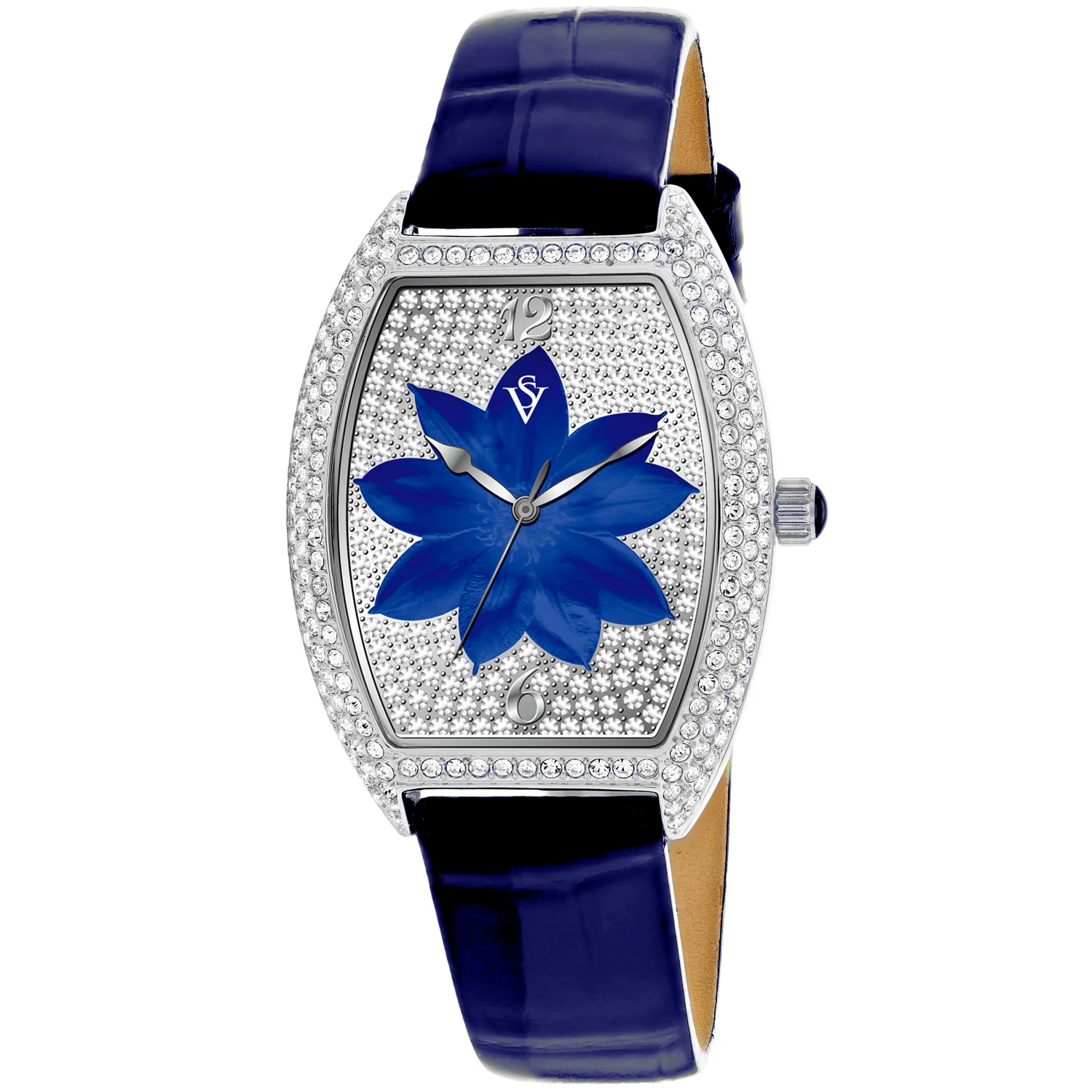 Christian Van Sant Women's 36mm Lotus Quartz Crystal Pave Lotus Flower Dial Leather Strap Watch - Image 5