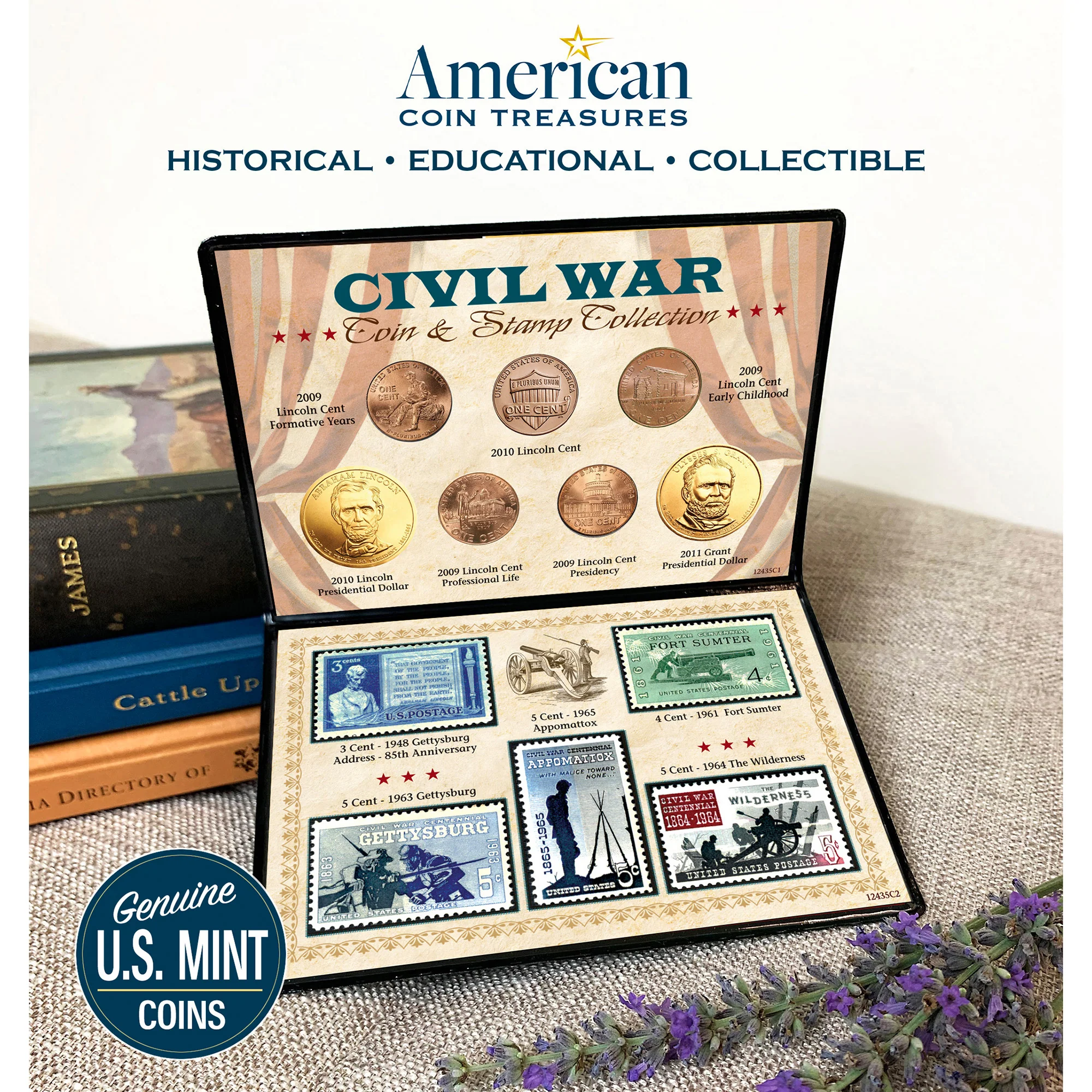 12-Piece Civil War Collection Coin & Stamp Set - Image 3