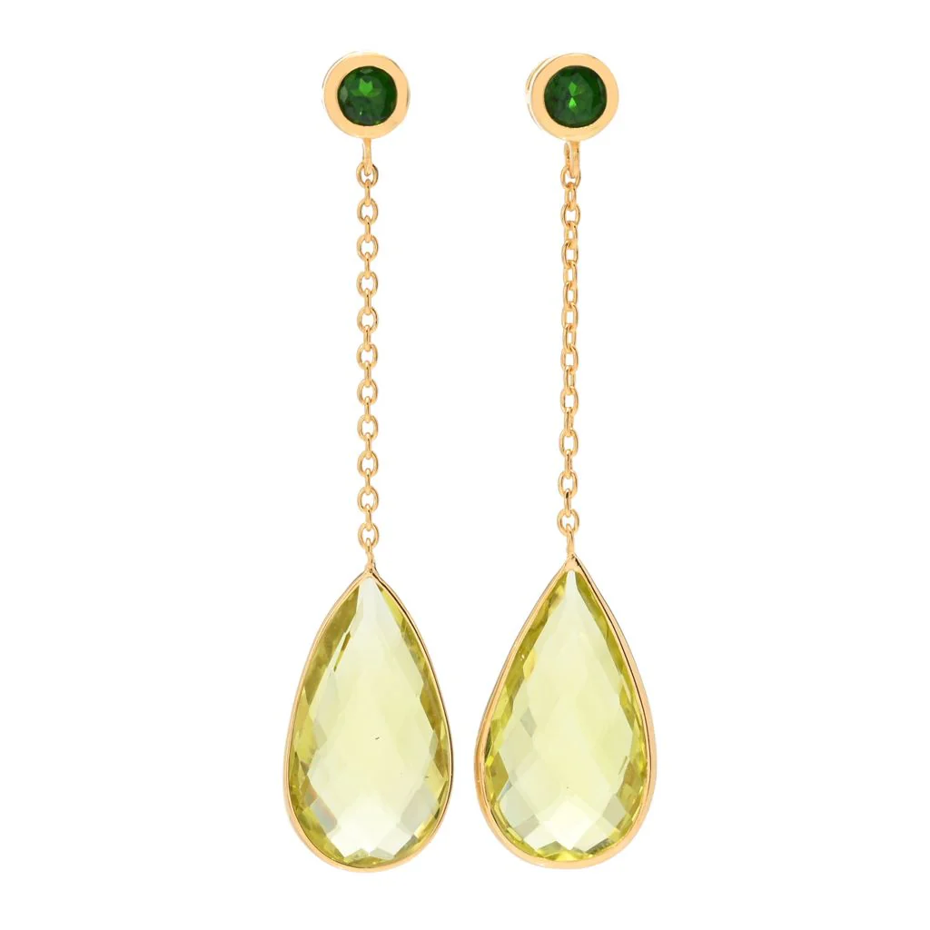 14K Gold Plated Choice of Pear Shape Quartz Drop Earrings - Image 2