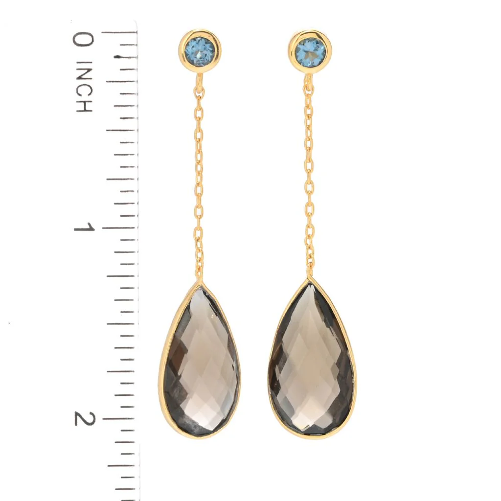 14K Gold Plated Choice of Pear Shape Quartz Drop Earrings - Image 4