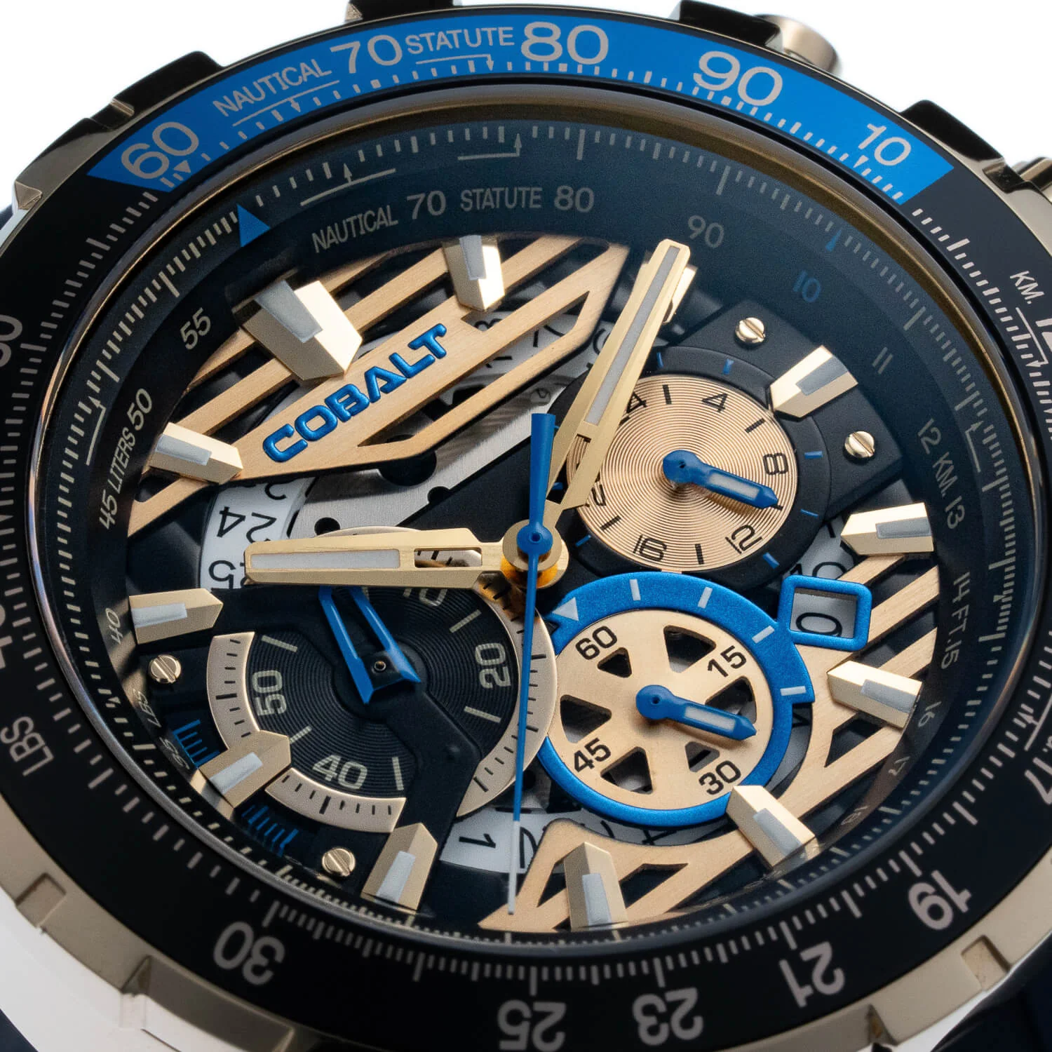 Cobalt Men's 51mm Airborne Quartz Chronograph Silicone Strap Watch - Blue - Image 5