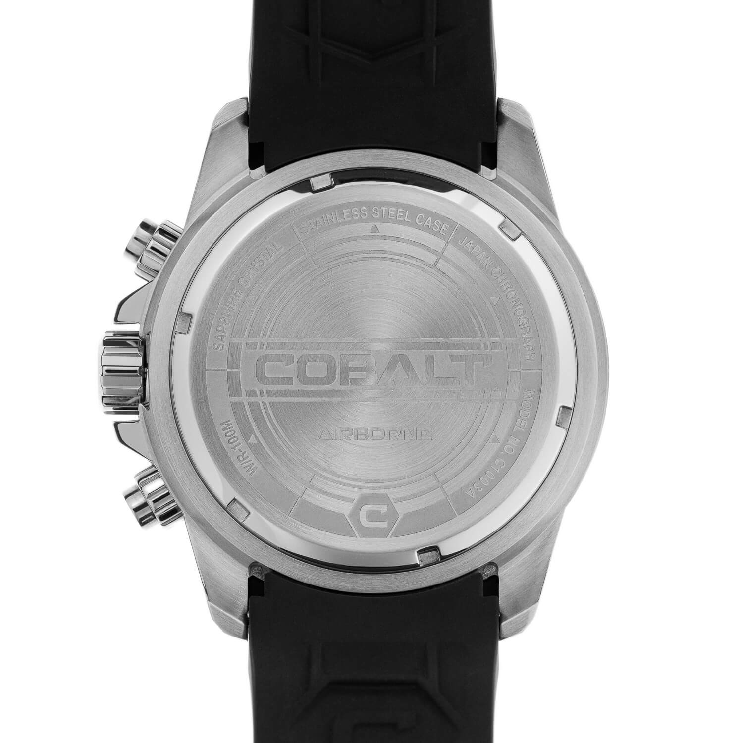 Cobalt Men's 51mm Airborne Quartz Chronograph Silicone Strap Watch - Black - Image 3