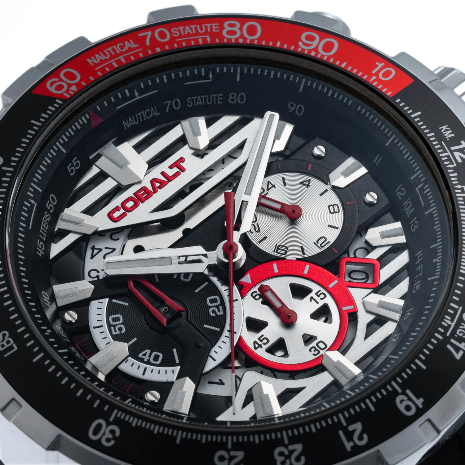 Cobalt Men's 51mm Airborne Quartz Chronograph Silicone Strap Watch - Black - Image 5