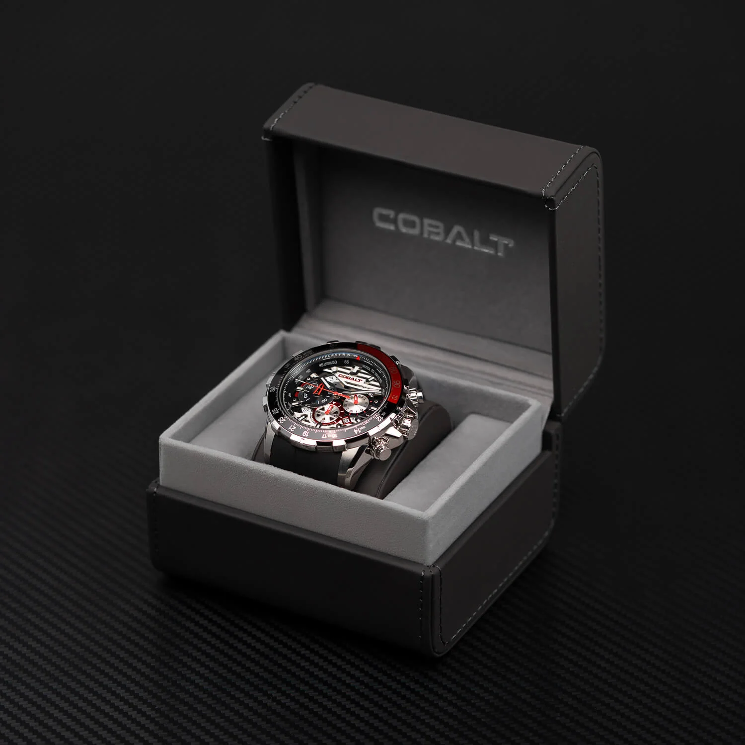 Cobalt Men's 51mm Airborne Quartz Chronograph Silicone Strap Watch - Black - Image 7