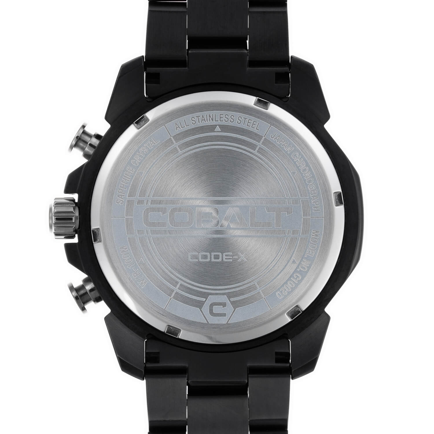 Cobalt Men's 46mm Code-X Quartz Chronograph Bracelet Watch - Black - Image 3