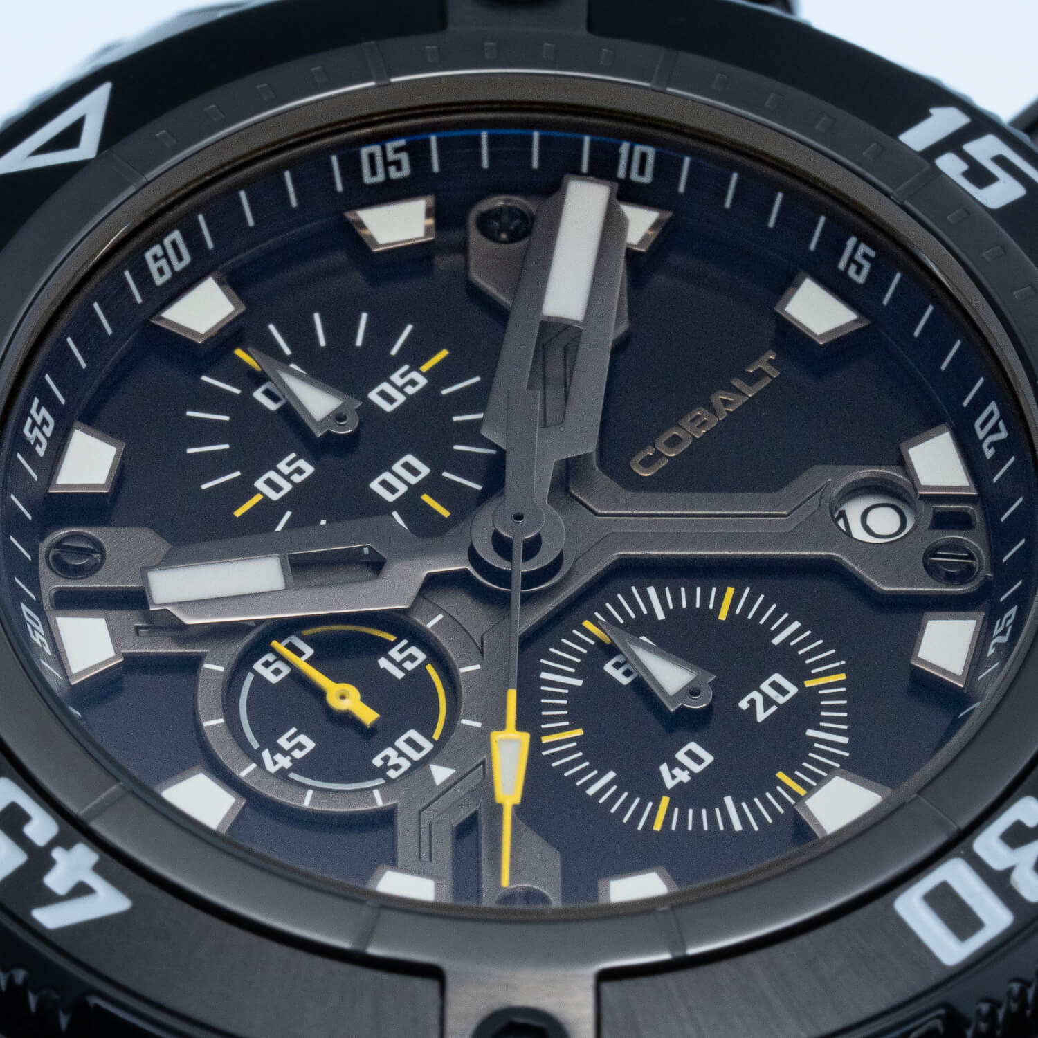 Cobalt Men's 46mm Code-X Quartz Chronograph Bracelet Watch - Black - Image 5