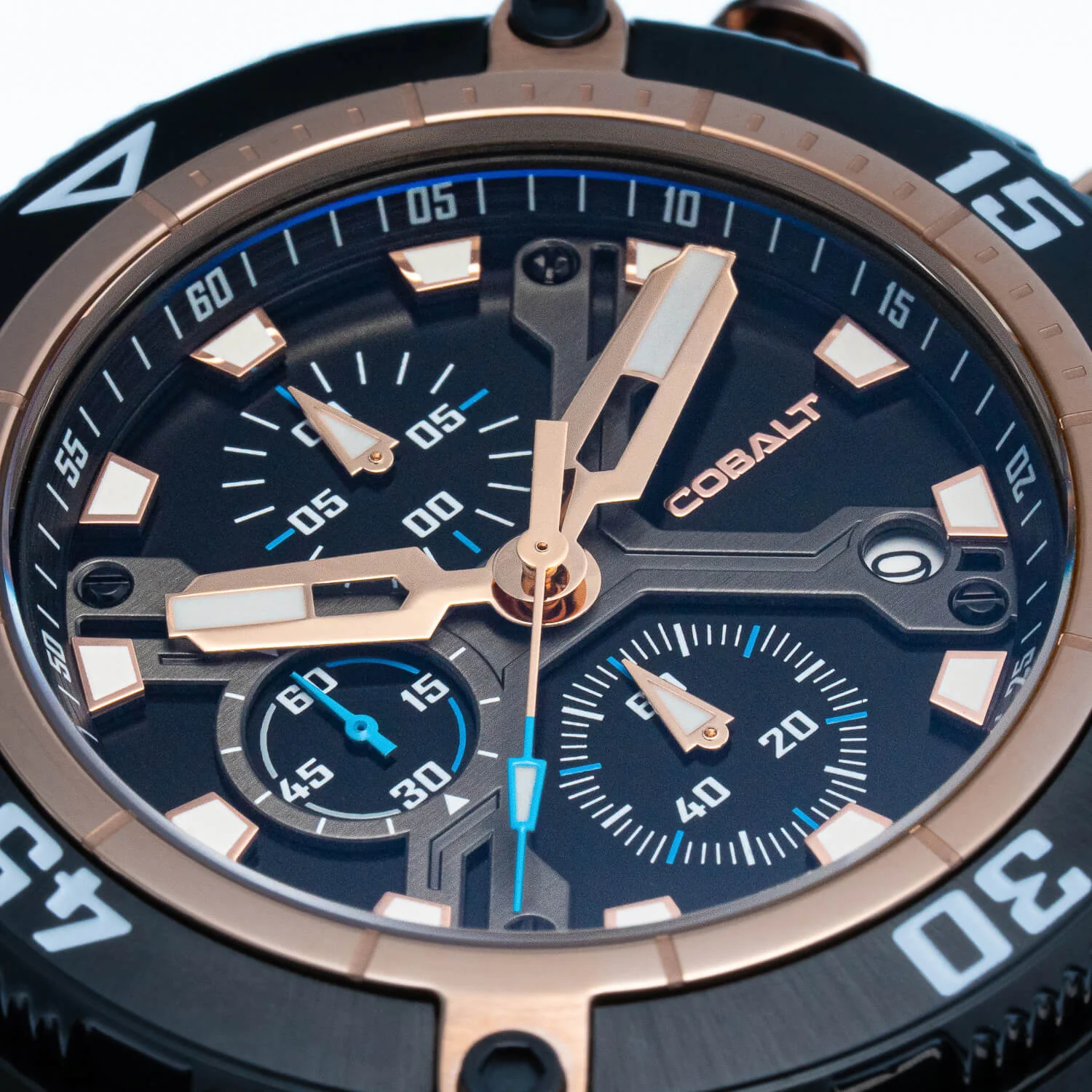 Cobalt Men's 46mm Code-X Quartz Chronograph Bracelet Watch - Rosetone - Image 5