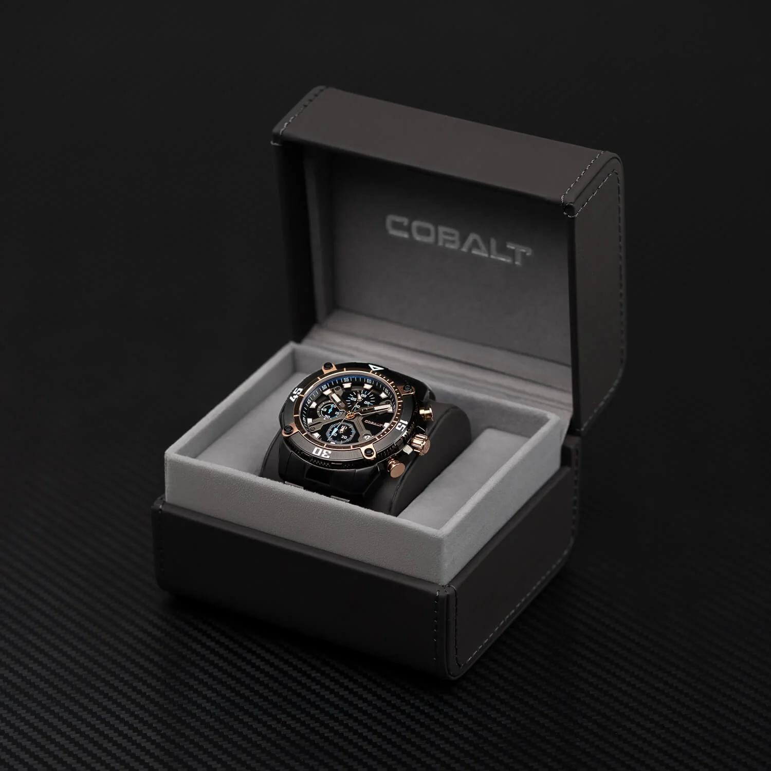 Cobalt Men's 46mm Code-X Quartz Chronograph Bracelet Watch - Rosetone - Image 7