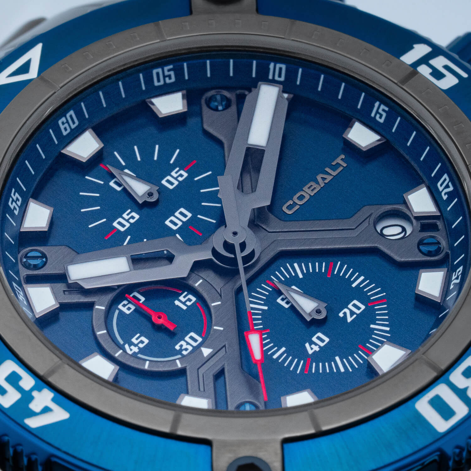 Cobalt Men's 46mm Code-X Quartz Chronograph Bracelet Watch - Blue - Image 5