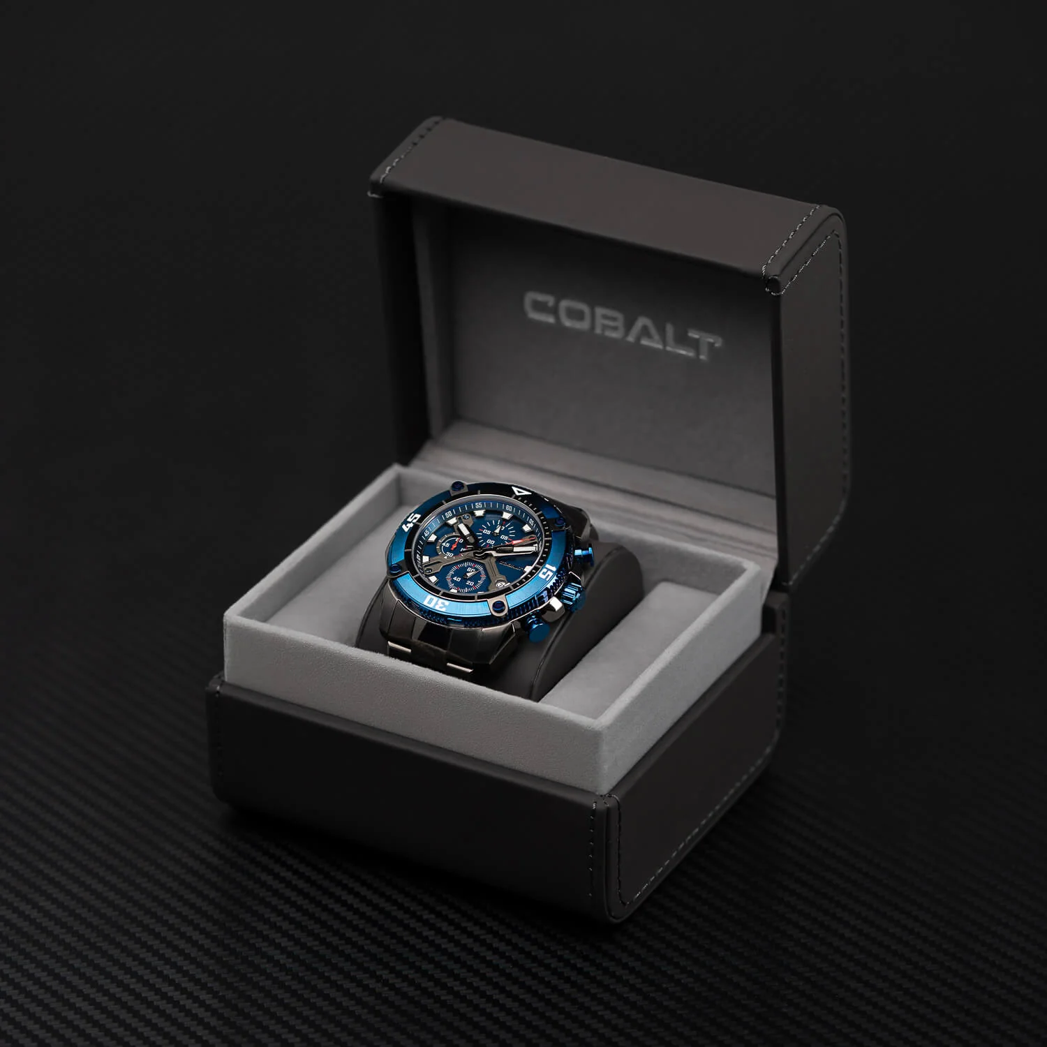 Cobalt Men's 46mm Code-X Quartz Chronograph Bracelet Watch - Blue - Image 7