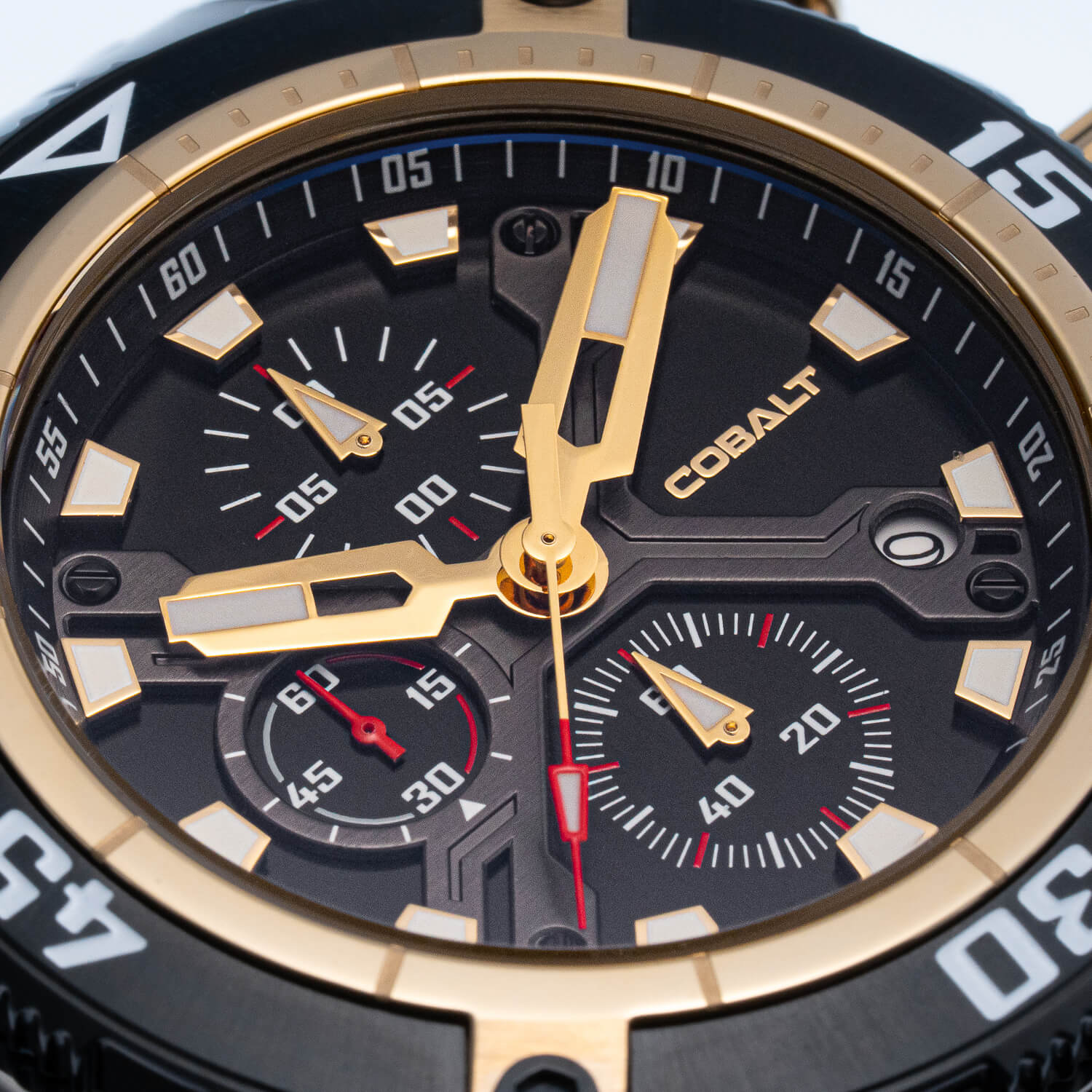 Cobalt Men's 46mm Code-X Quartz Chronograph Bracelet Watch - Goldtone - Image 5