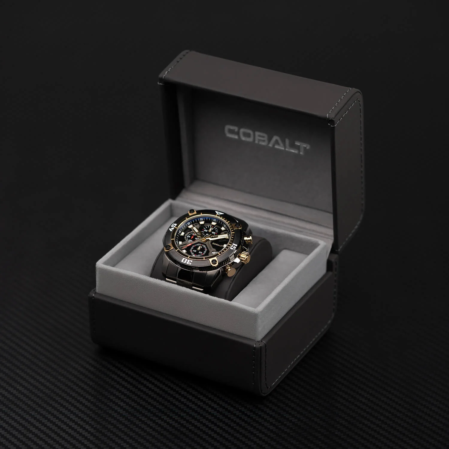 Cobalt Men's 46mm Code-X Quartz Chronograph Bracelet Watch - Goldtone - Image 7