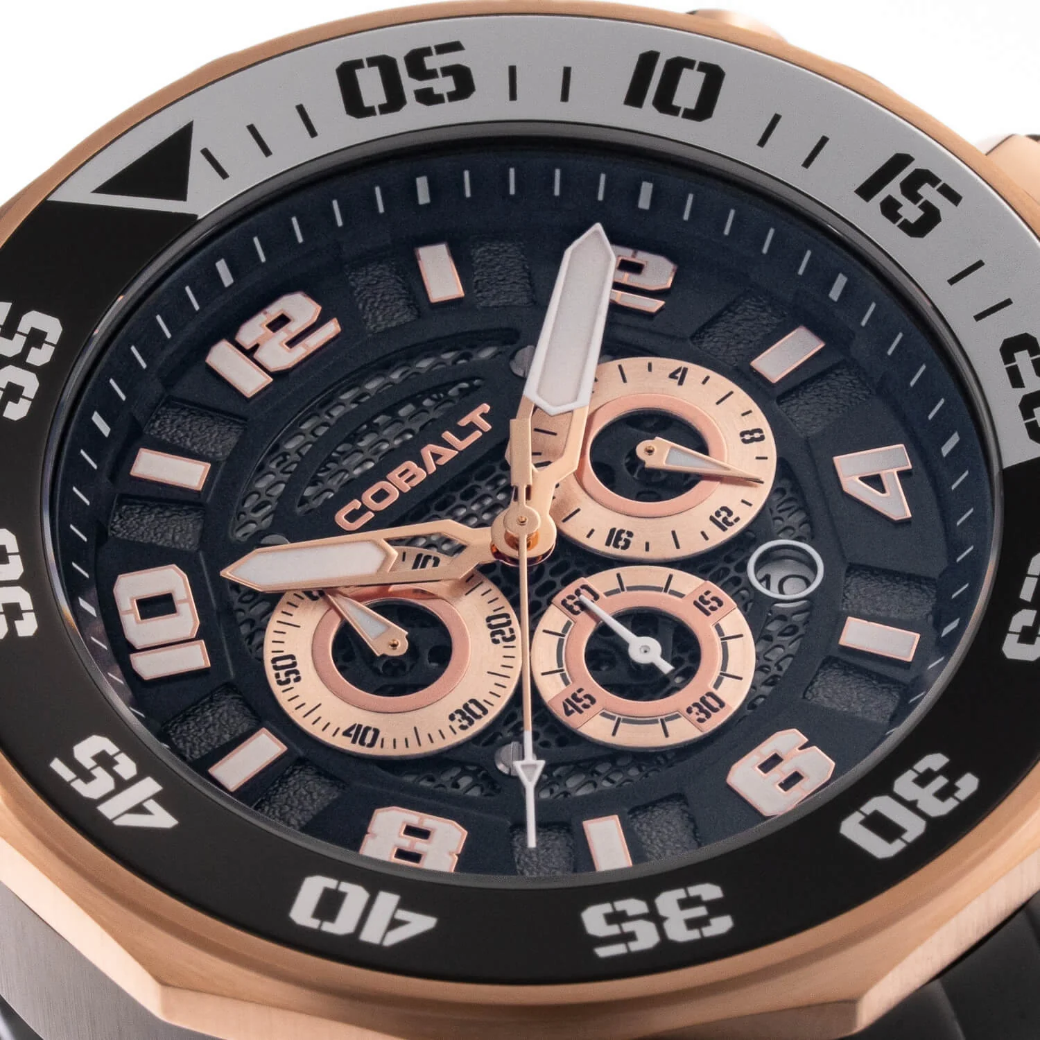Cobalt Men's 55mm Goliath Quartz Chronograph Bracelet Watch - Rosetone - Image 5