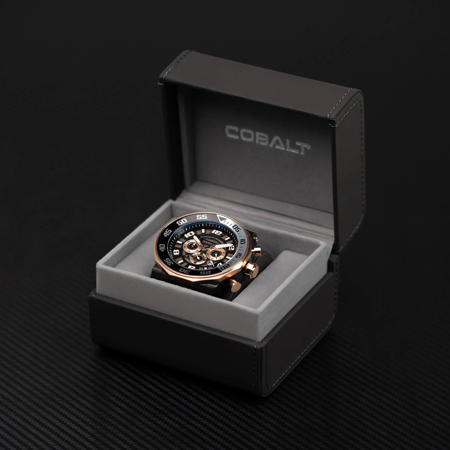 Cobalt Men's 55mm Goliath Quartz Chronograph Bracelet Watch - Rosetone - Image 7