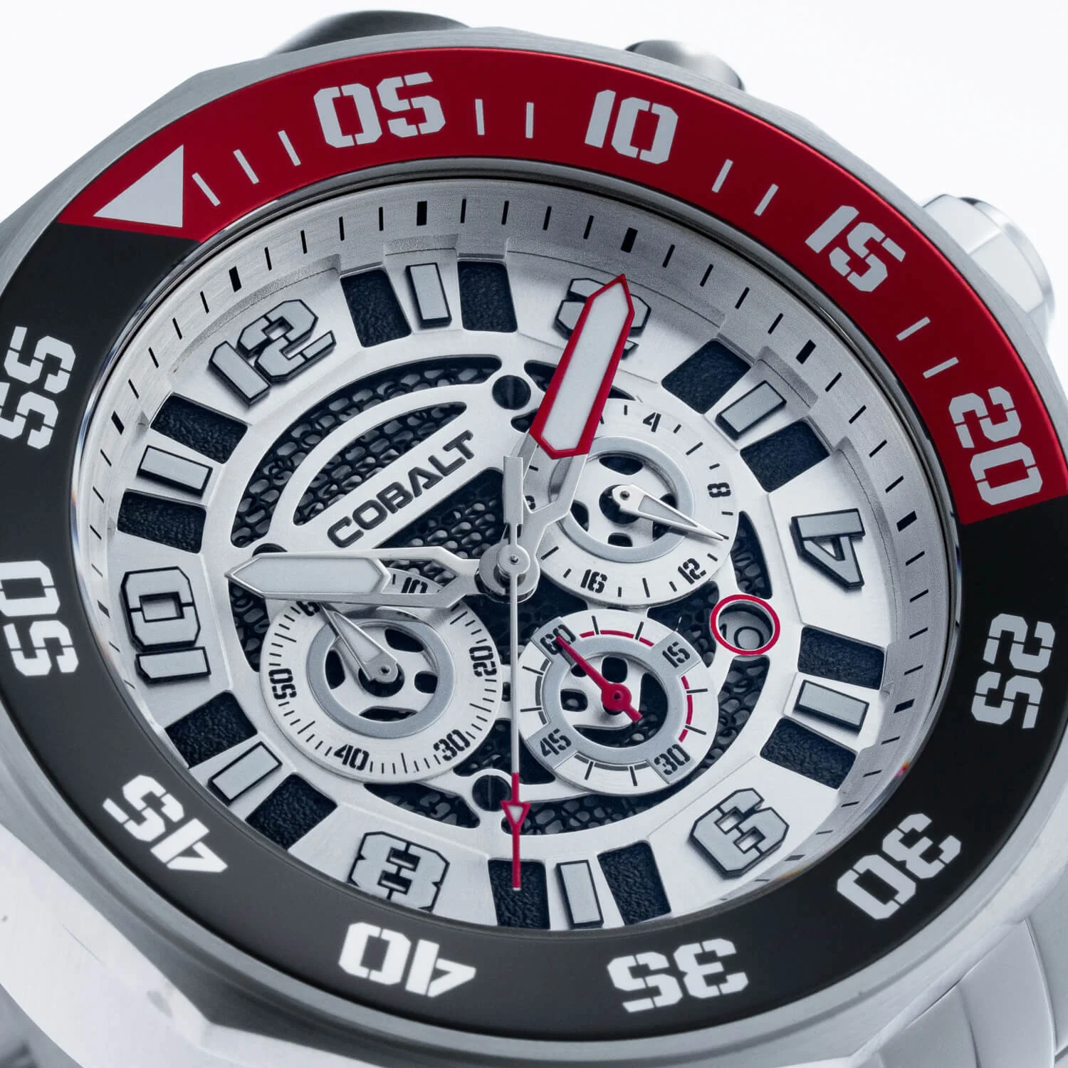 Cobalt Men's 55mm Goliath Quartz Chronograph Bracelet Watch - Silvertone - Image 5