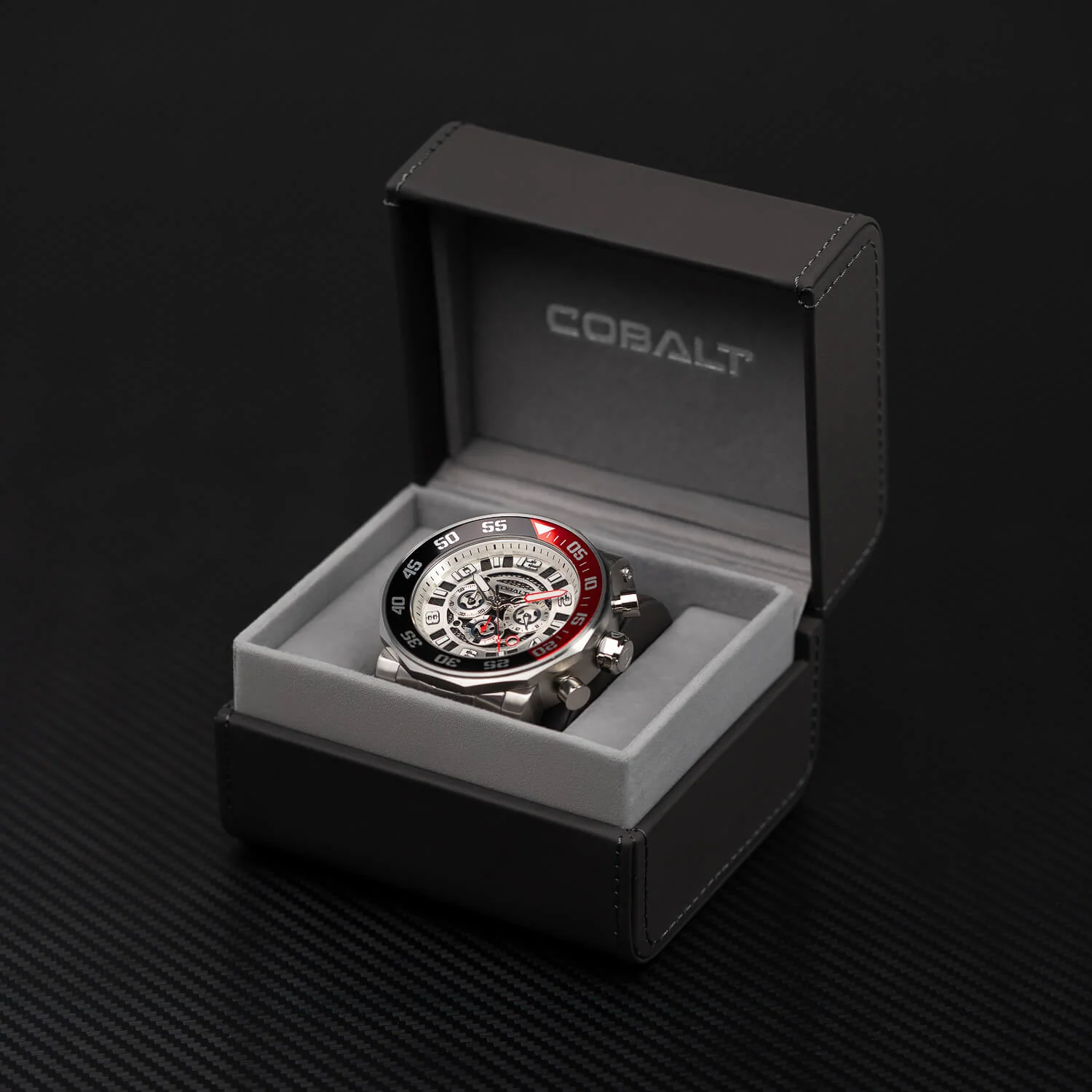 Cobalt Men's 55mm Goliath Quartz Chronograph Bracelet Watch - Silvertone - Image 7