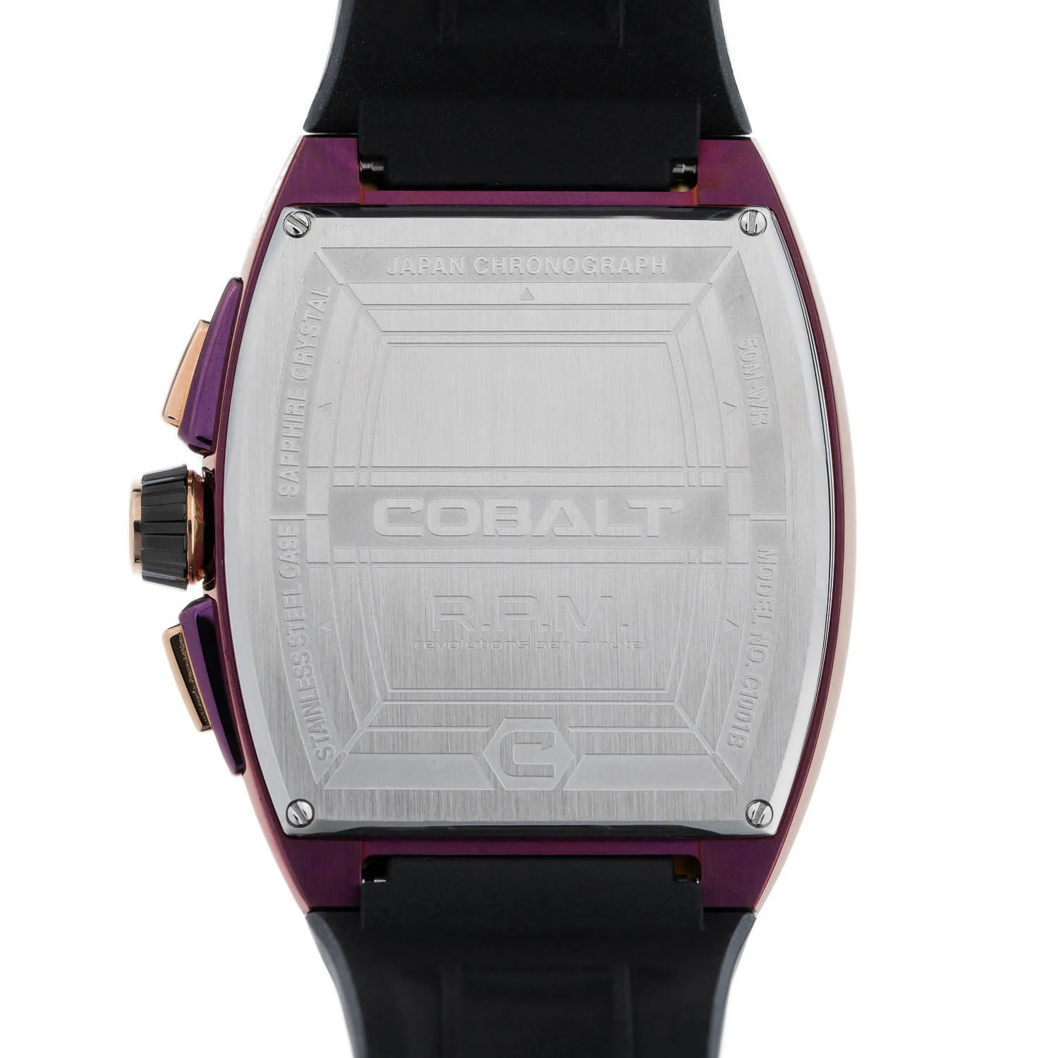 Cobalt Men's 43mm R.P.M Quartz Chronograph Tonneau Strap Watch - Purple - Image 3