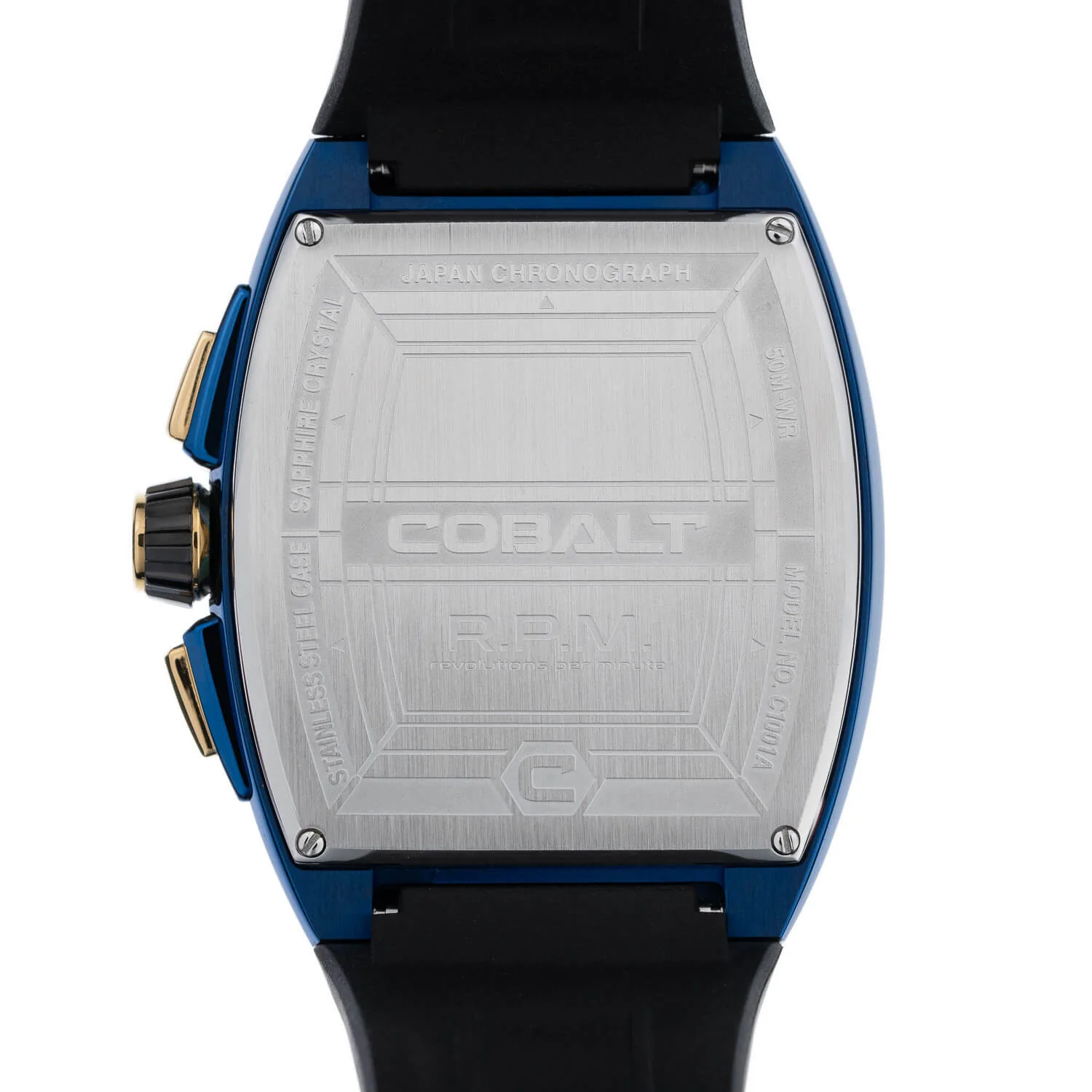 Cobalt Men's 43mm R.P.M Quartz Chronograph Tonneau Strap Watch - Blue - Image 3