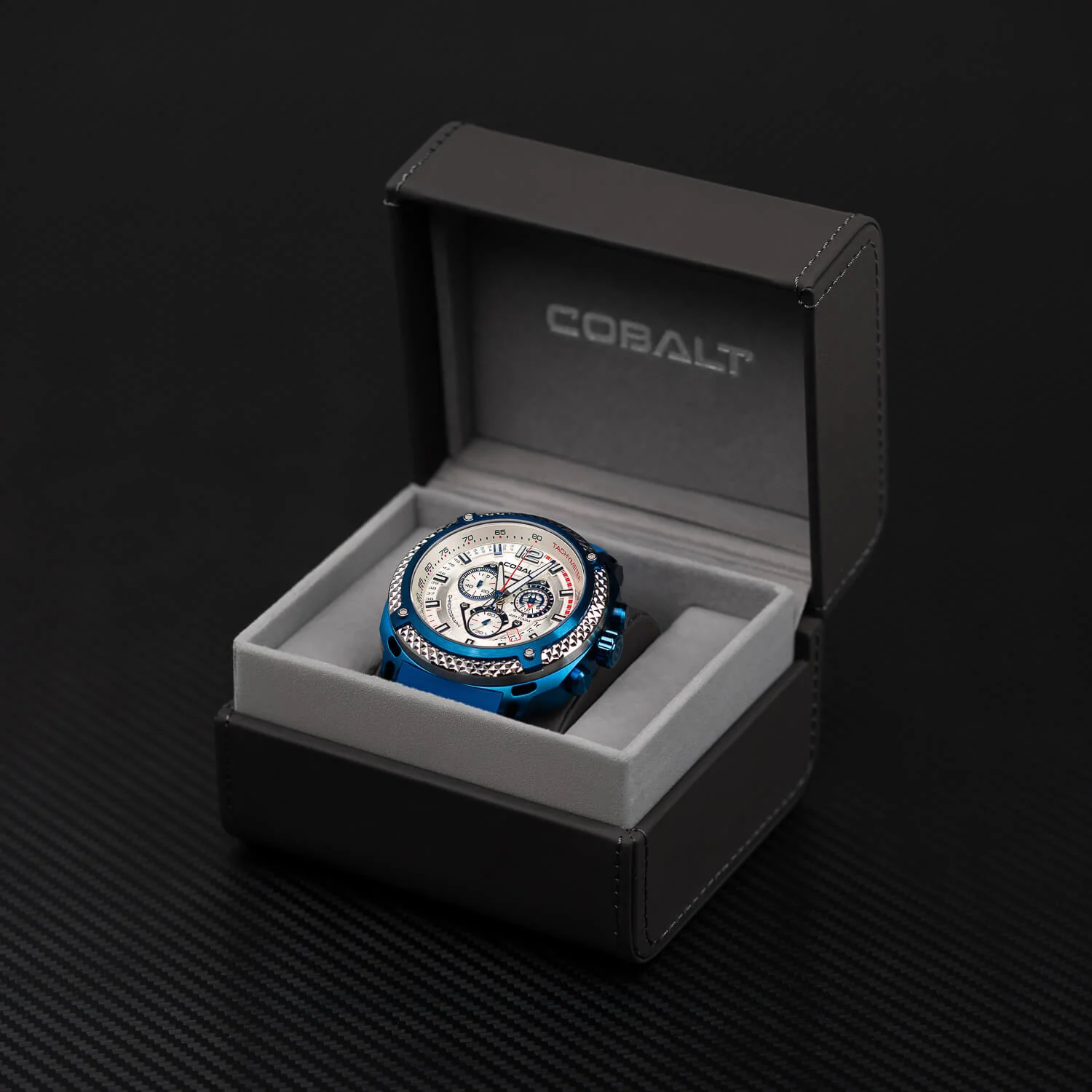 Cobalt Men's 52mm Striker Quartz Chronograph Silicone Strap Watch - Blue - Image 7