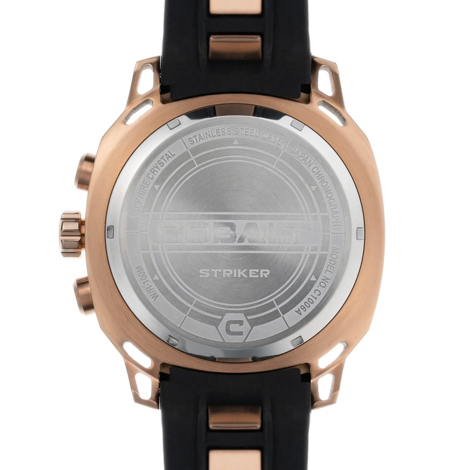 Cobalt Men's 52mm Striker Quartz Chronograph Silicone Strap Watch - Rosetone - Image 3