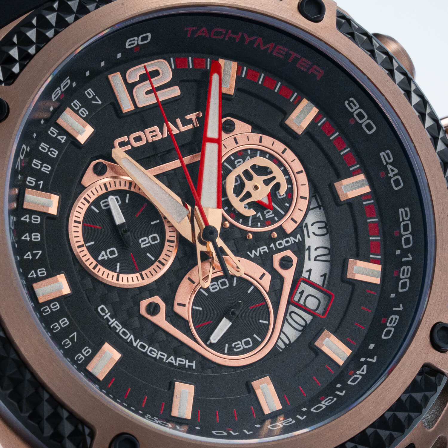 Cobalt Men's 52mm Striker Quartz Chronograph Silicone Strap Watch - Rosetone - Image 5