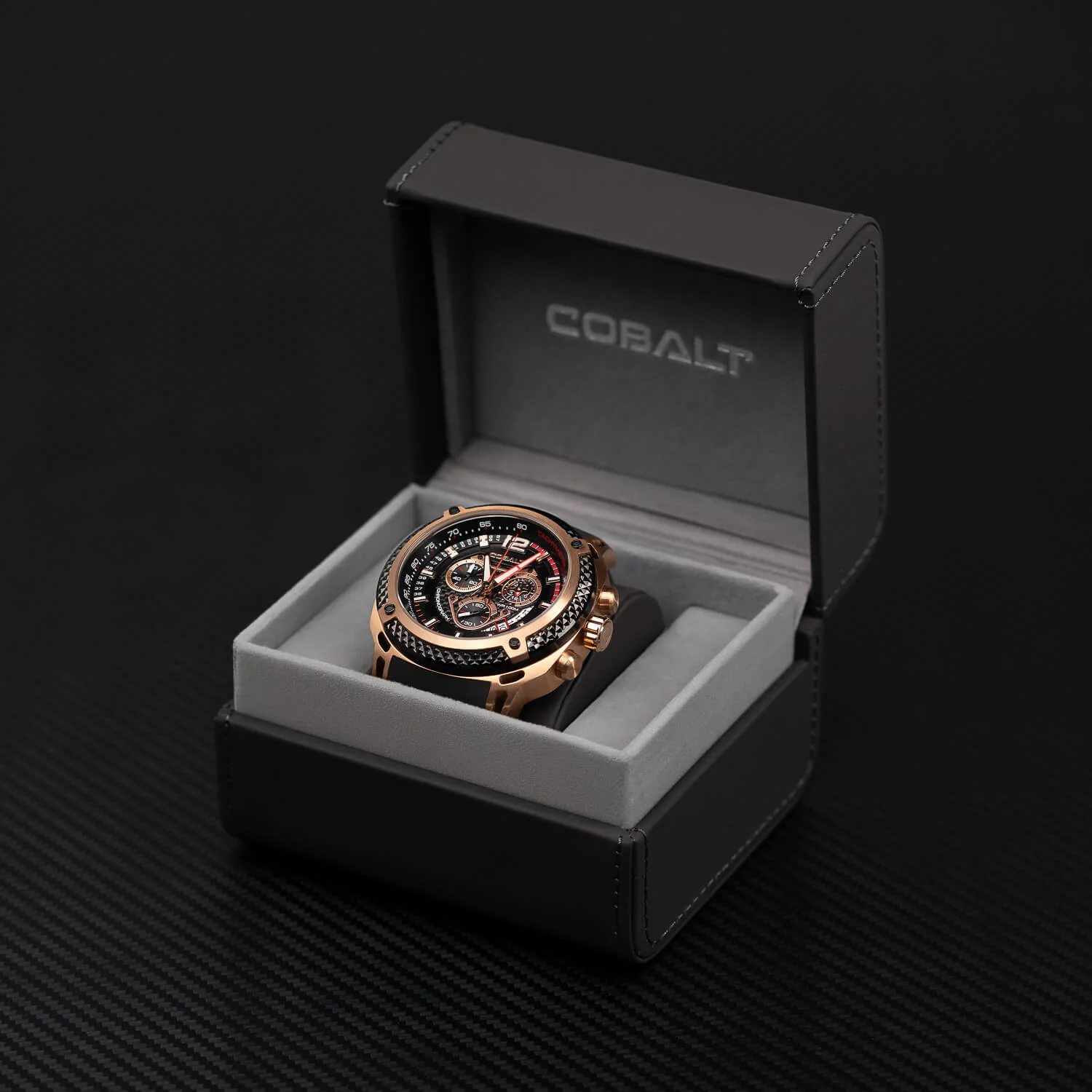 Cobalt Men's 52mm Striker Quartz Chronograph Silicone Strap Watch - Rosetone - Image 7