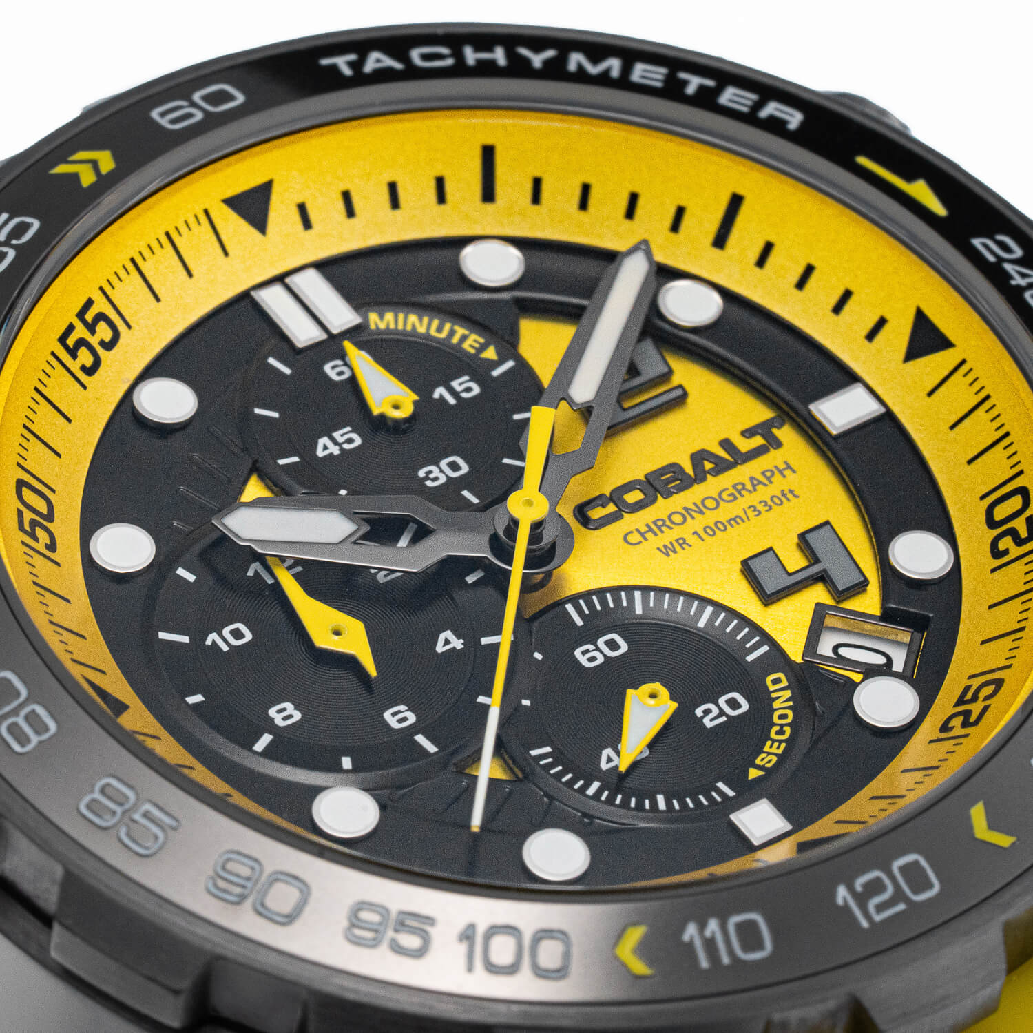Cobalt Men's 48mm Torque Quartz Chronograph Silicone Strap Watch - Yellow - Image 5