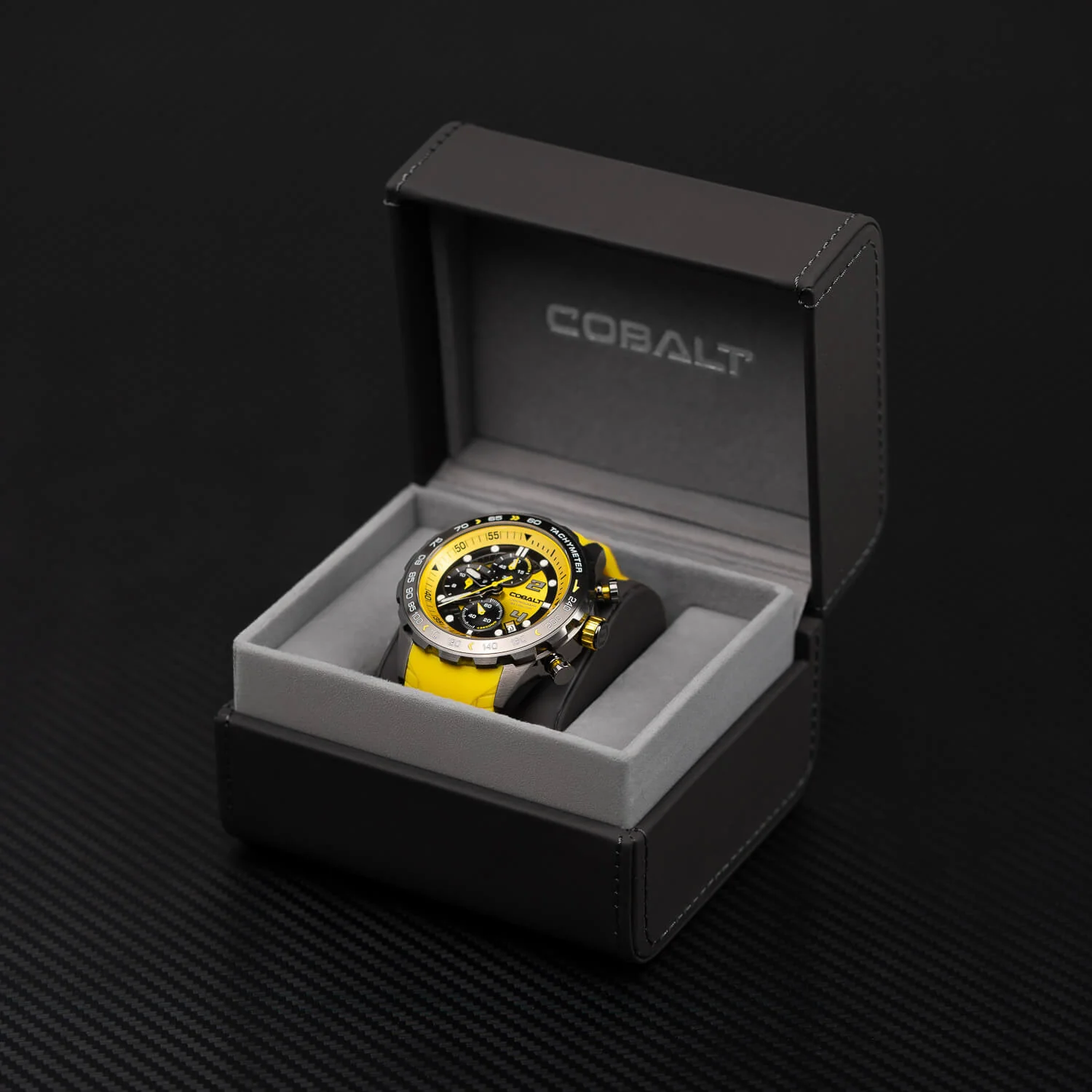 Cobalt Men's 48mm Torque Quartz Chronograph Silicone Strap Watch - Yellow - Image 7