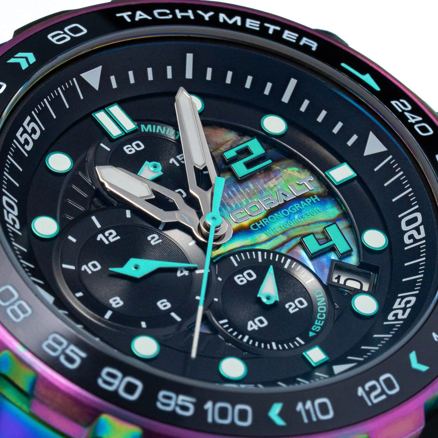 Cobalt Men's 48mm Torque Quartz Chronograph Abalone Strap Watch - Iridescent - Image 5