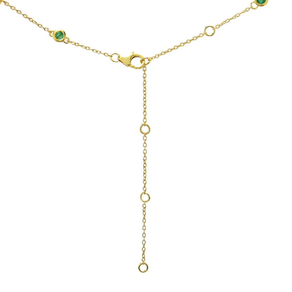 18K Gold Plated 2.32ctw Brazilian Sakota Emerald & Zircon Station Necklace - Image 2