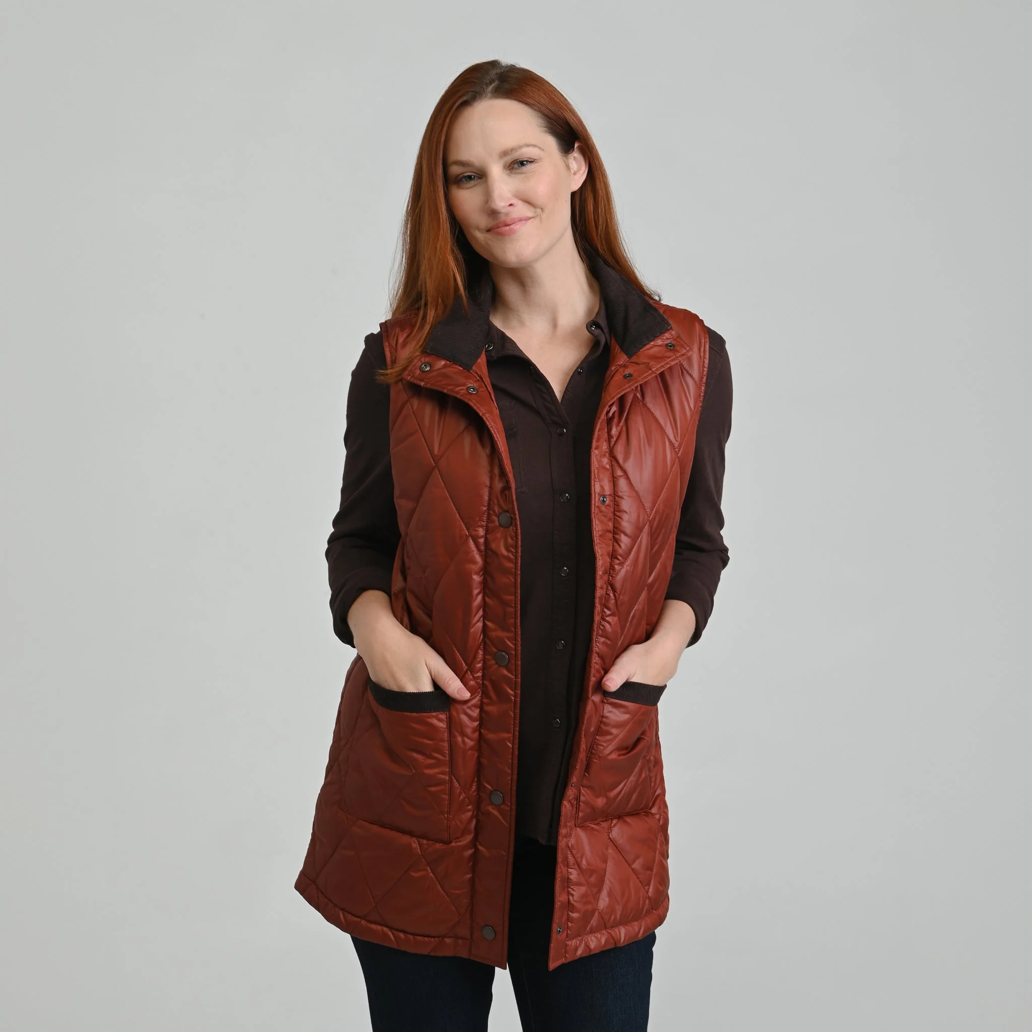 Christopher & Banks Corduroy Collared Quilted Vest - Image 3