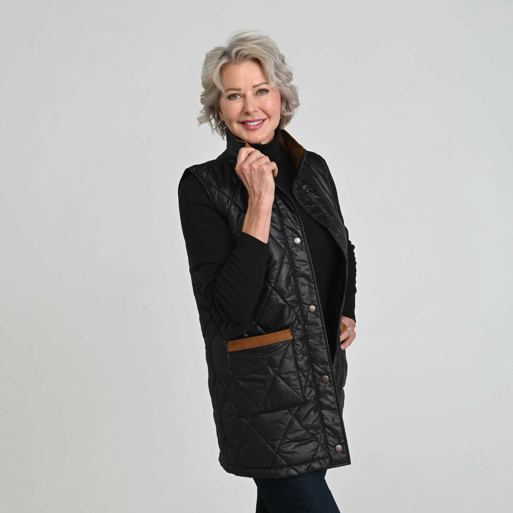 Christopher & Banks Corduroy Collared Quilted Vest - Image 5