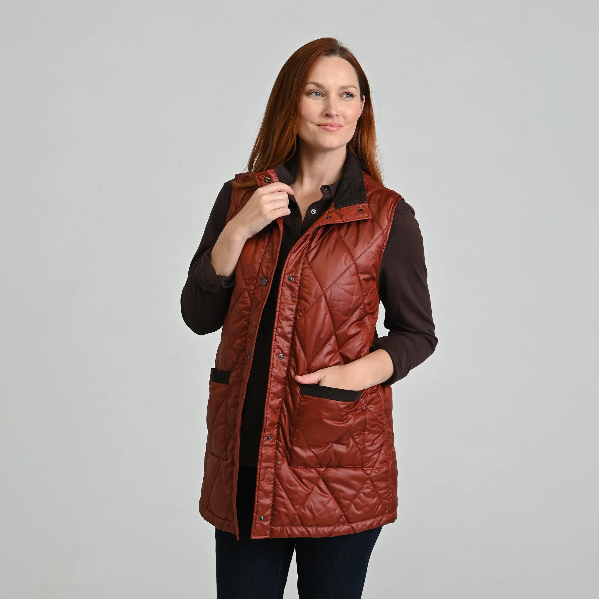 Christopher & Banks Corduroy Collared Quilted Vest - Image 6