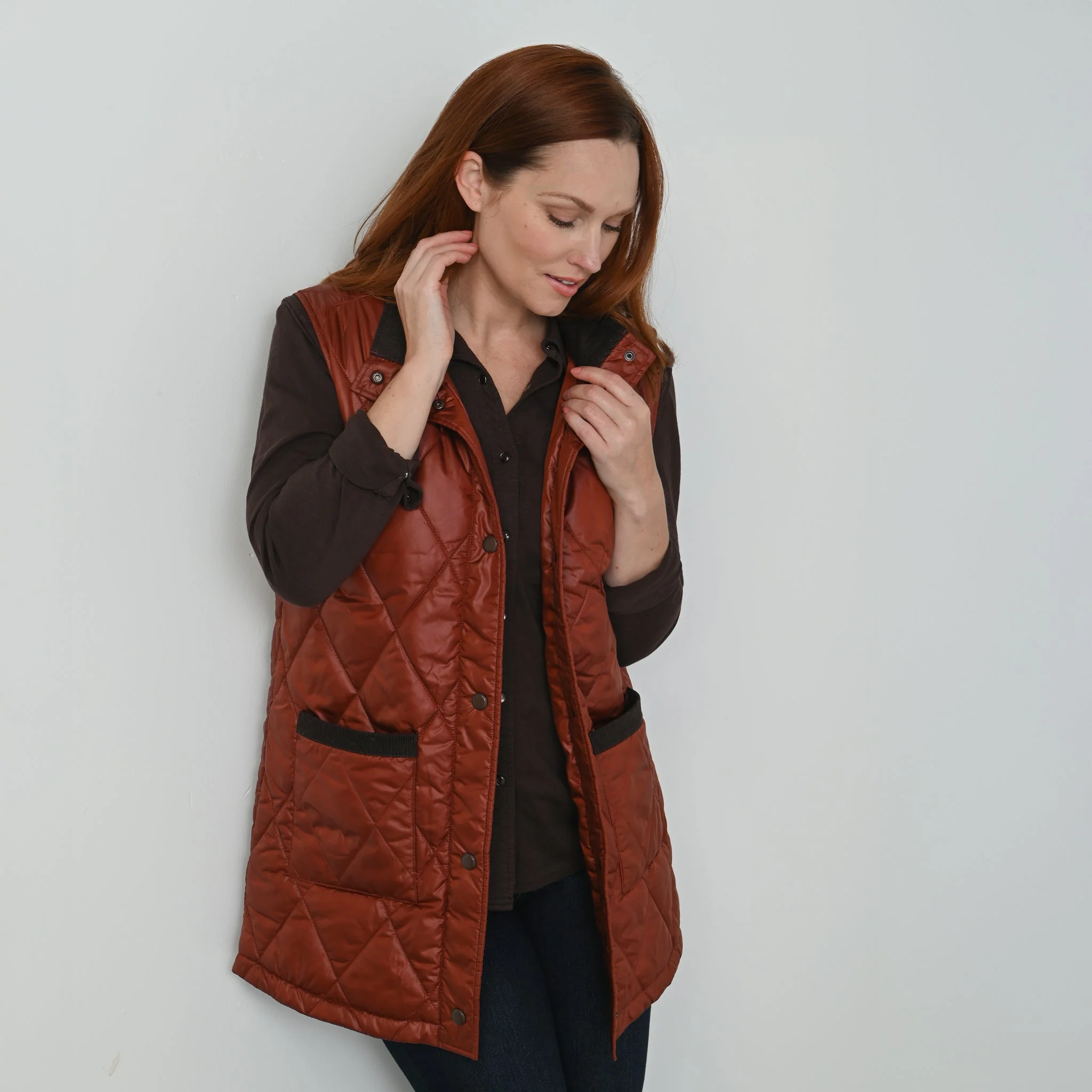 Christopher & Banks Corduroy Collared Quilted Vest - Image 8