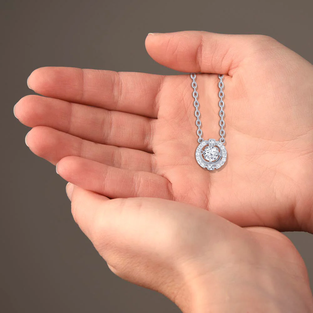 TRYNDI Rhodium Plated Swarovski Crystal Halo Pendant Necklace - Image 7