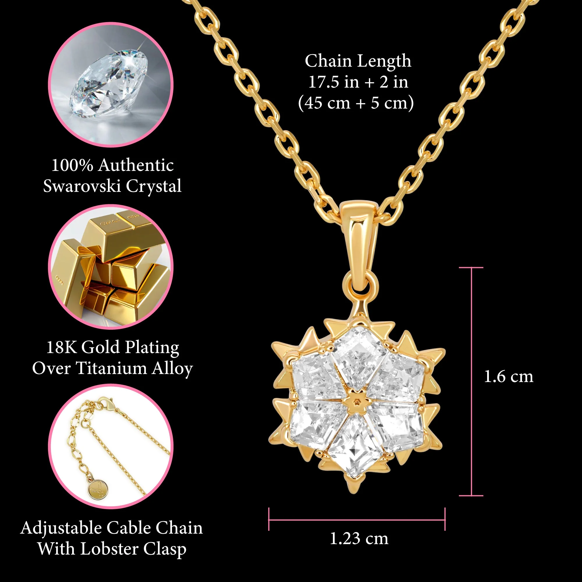 TRYNDI 18K Gold Plated "Dazzling Star" Swarovski Crystal Necklace - Image 3