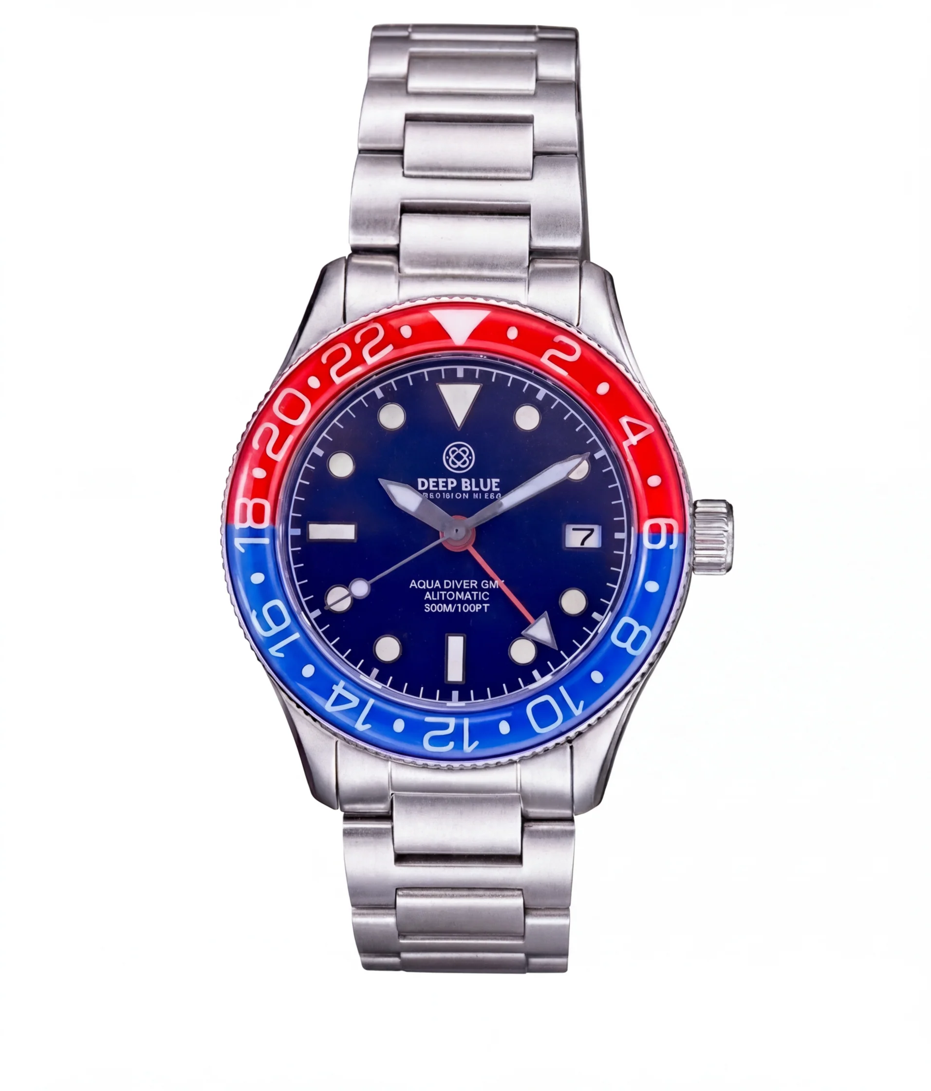 Deep Blue 40mm Aqua Diver Automatic GMT Sapphire Bezel Bracelet Watch - Image 2