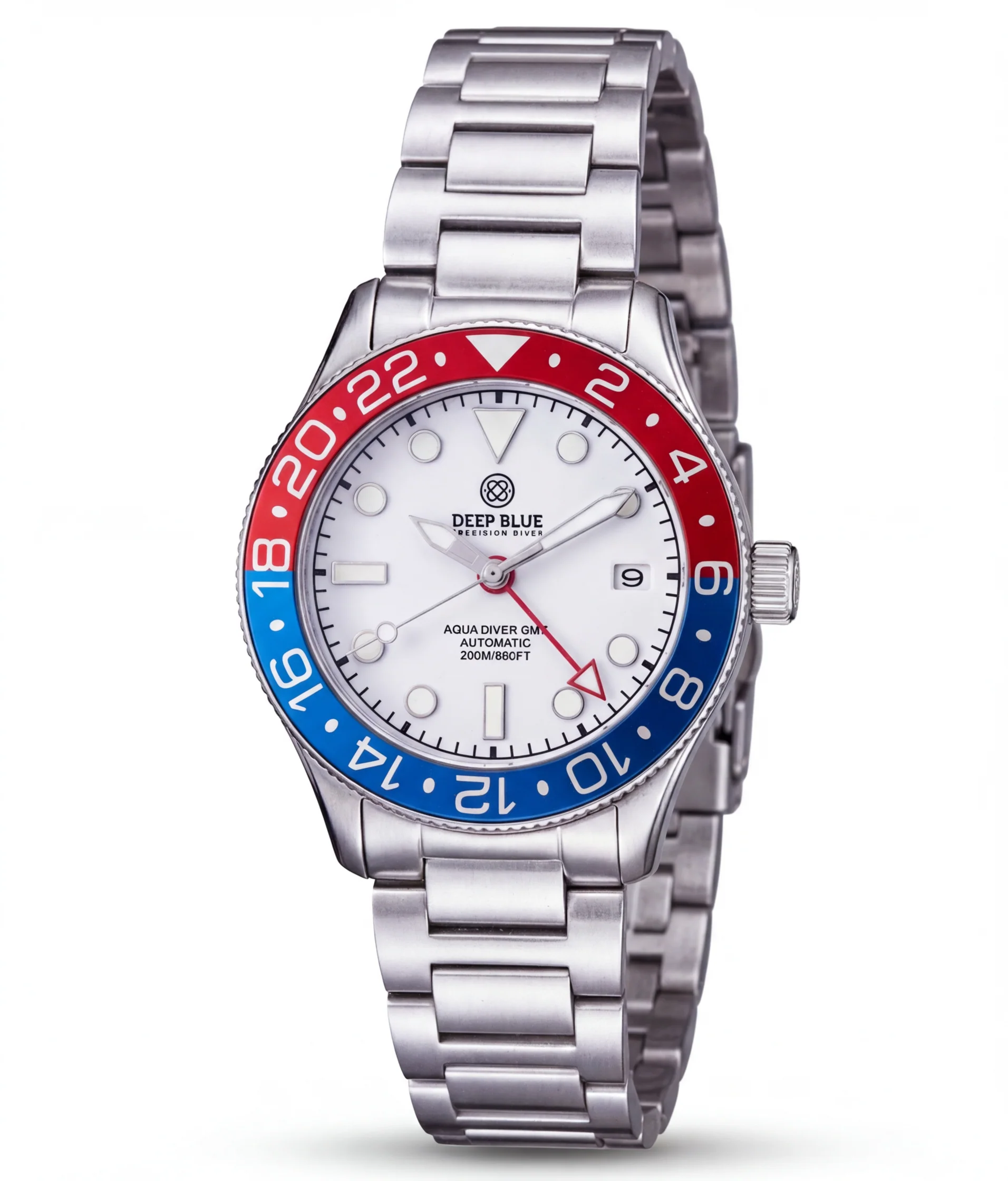 Deep Blue 40mm Aqua Diver Automatic GMT Sapphire Bezel Bracelet Watch - Image 3