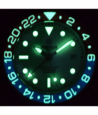 Deep Blue 40mm Aqua Diver Automatic GMT Sapphire Bezel Bracelet Watch - Image 6